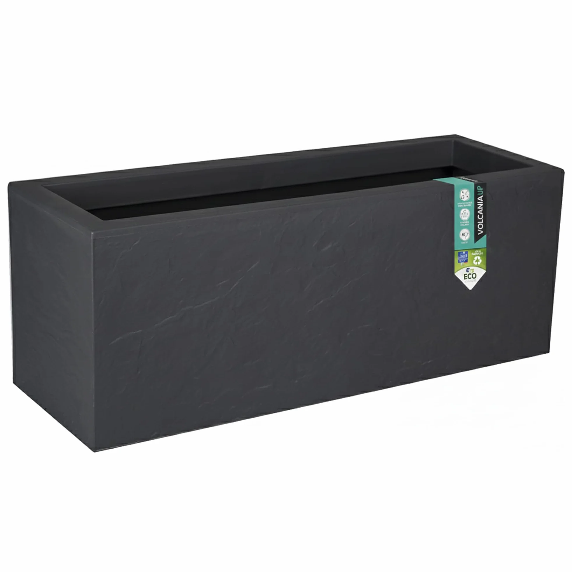 EDA - Volcania'Up skrzynka balkonowa 25 l – wygląd kamienia – jednościenna – strefa zbierania wody – 59 x 19,5 x 22,8 cm – antracytowo-szara