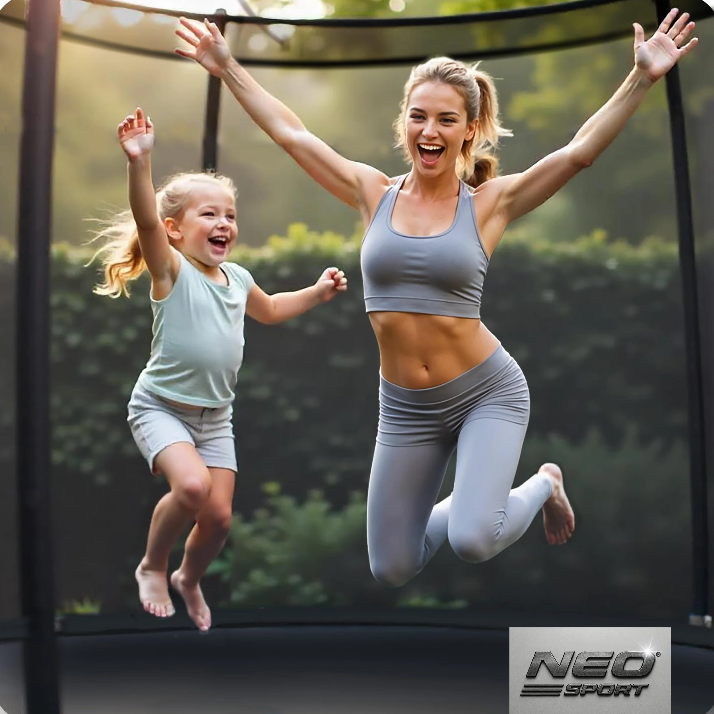 Neo-Sport Trampolina ogrodowa 312 cm z siatką zabezpieczającą 150 kg Czerwony Czarny