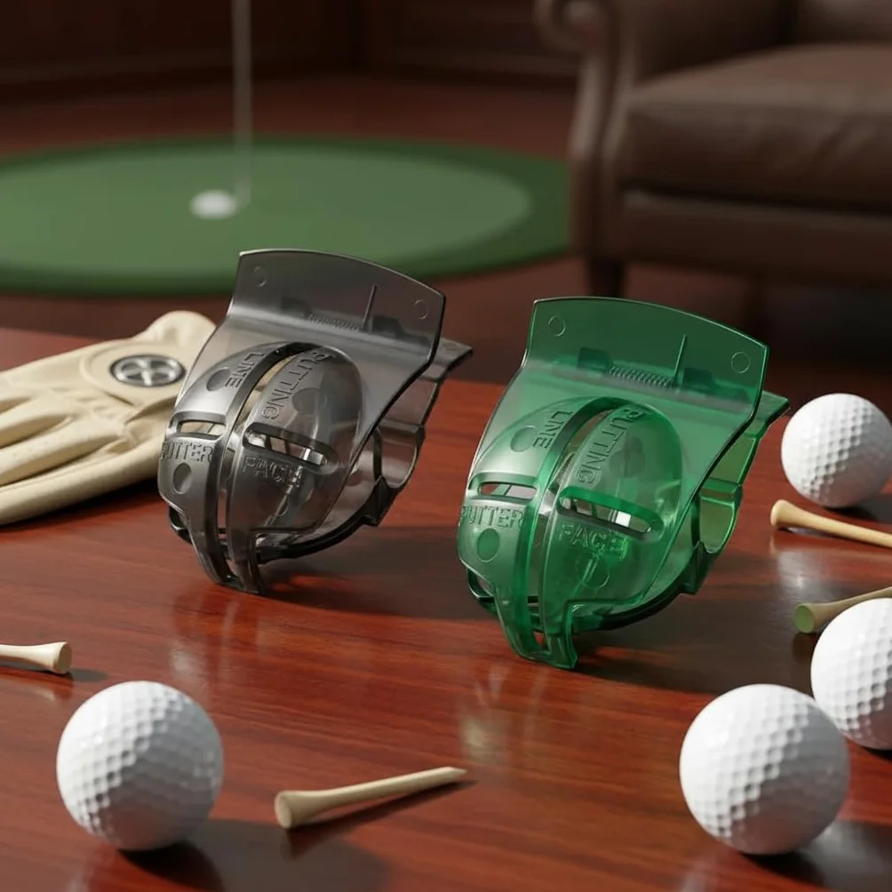 2 szt. czarno-zielone narzędzie do ustawiania piłek golfowych piłka golfowa klips liniowy marker szablon znaczniki wyrównania narzędzie do umieszczania w golfa, akcesoria na kurs