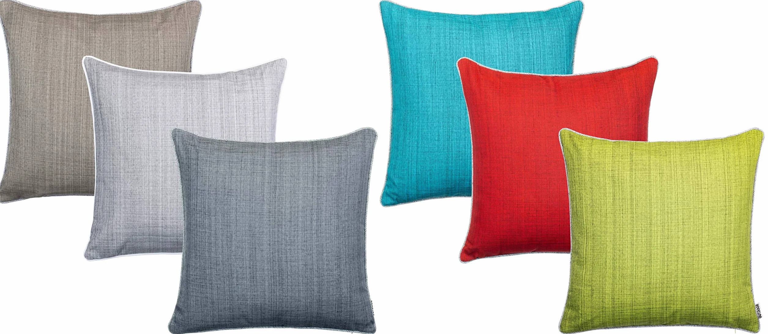 Brandsseller Outdoor ogrodowa poduszka dekoracyjna z lamówką – wygląd lnu, uniwersalna, odporna na zabrudzenia i działanie wody z zamkiem błyskawicznym – 45 x 45 cm – 4-częściowy zestaw ekonomiczny – jasnoszara