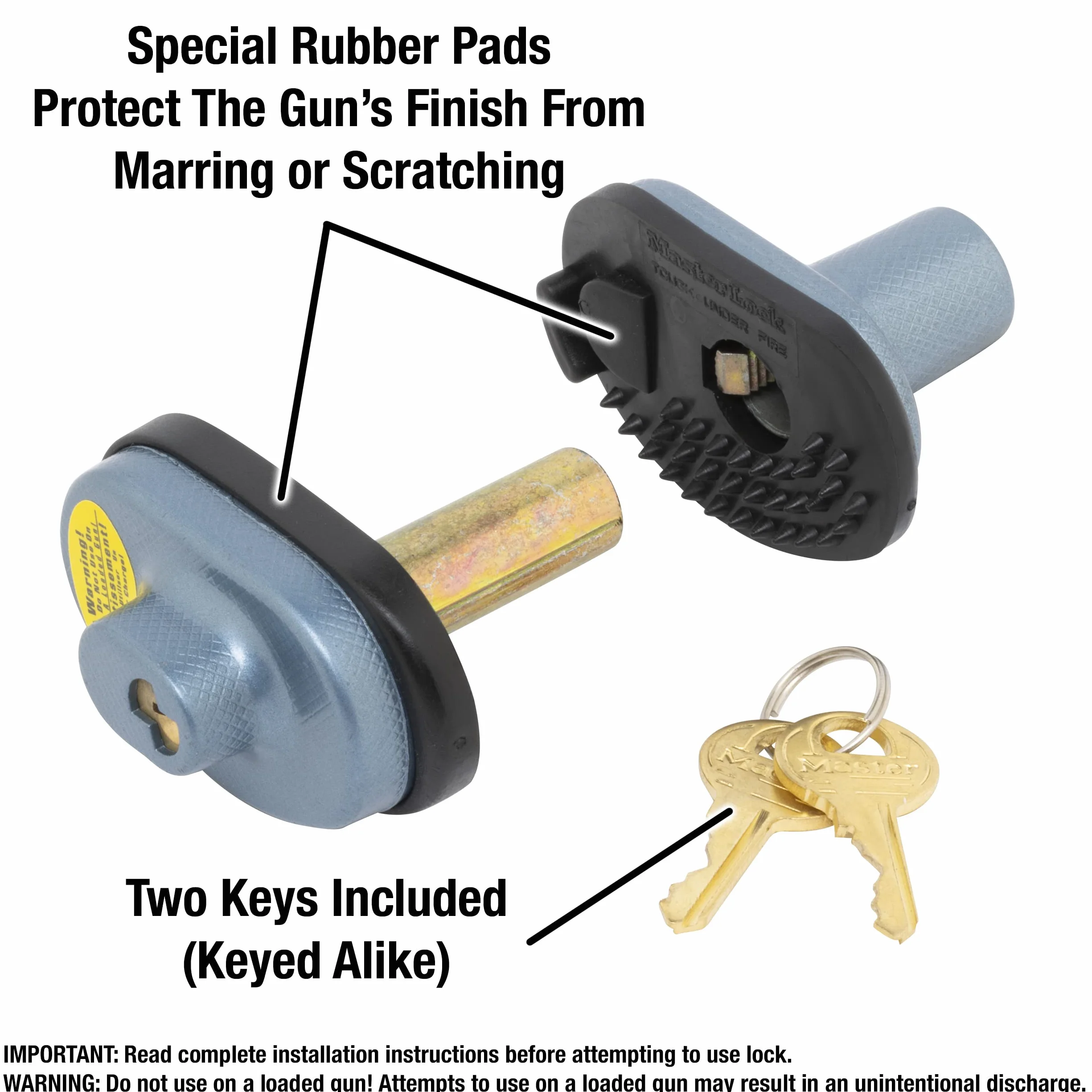 Master Lock 90DSPT Blokada Spustu na Klucz z Kłódką do Broni, 5,7 x 3,5 x 4 cm, Szara