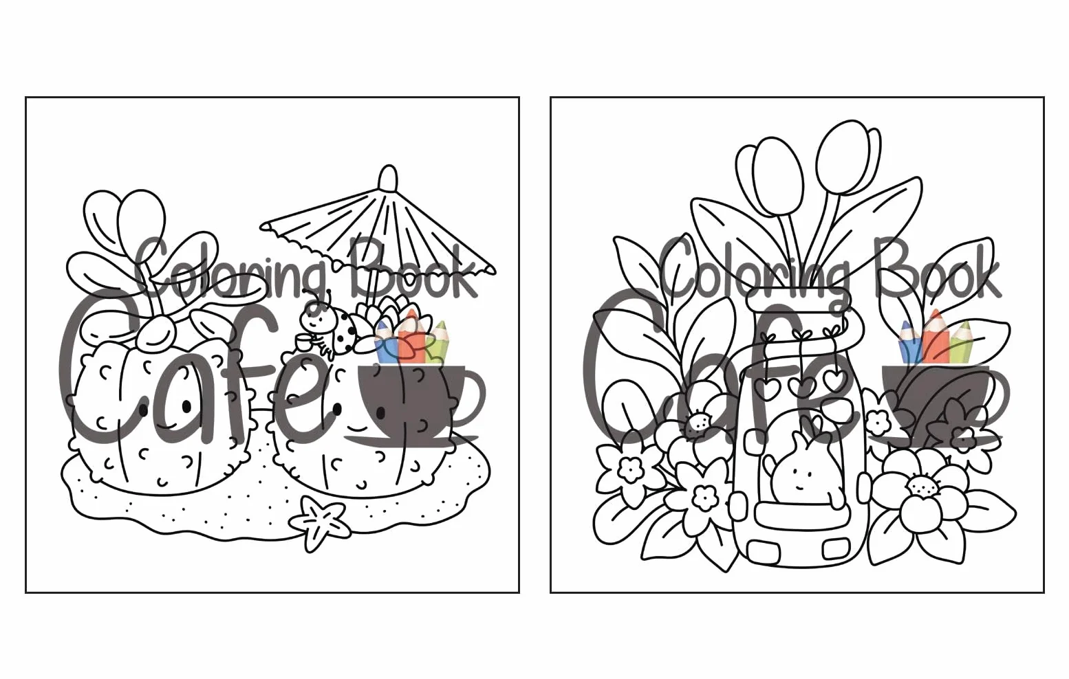 Tiny Gardens: Cute & Comfy Coloring Book for Adults and Teens Featuring Adorable Garden Scenes