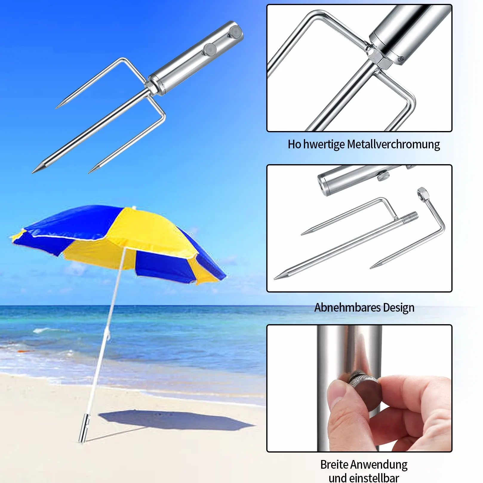Kołek do wbijania w ziemię, trzpień do parasola przeciwsłonecznego, stojak na parasol przeciwsłoneczny z trzpieniem trawnikowym, uchwyt na parasol przeciwsłoneczny do stojaka, parasol ogrodowy