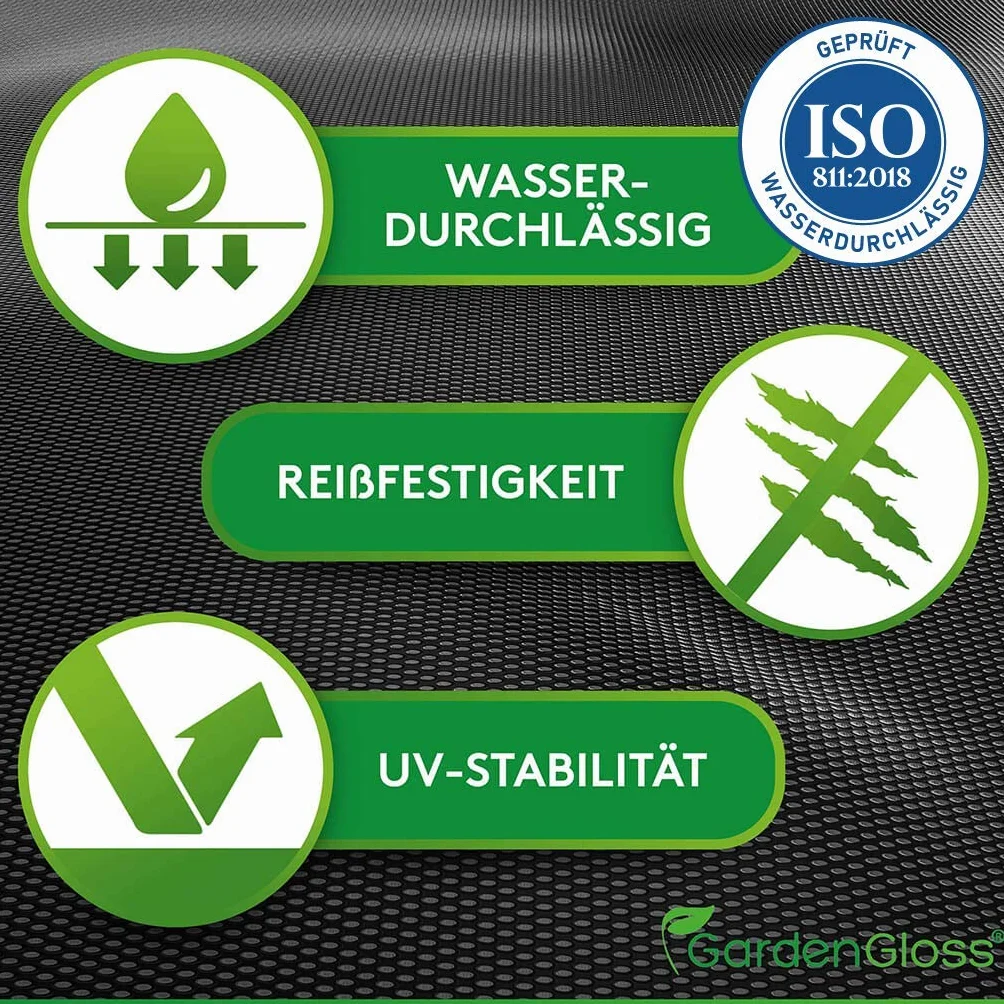 GardenGloss 30m2 Agrowłóknina Przeciw Chwastom 150g/m2 Extra Wytrzymała – Ekstremalnie Odporna na Rozdarcia i Wysoka Stabilizacja UV – Przepuszczalna Folia Przeciw Chwastom (15m x 2m, 1 Składana)