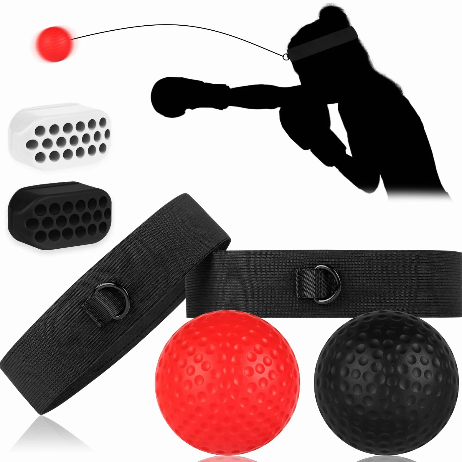 flintronic Zestaw piłek bokserskich – do fitnessu MMA Muay Thai, poprawia reakcje szybkości dorosłych/dzieci, umiejętności walki i koordynacji wzroku ręka-oko