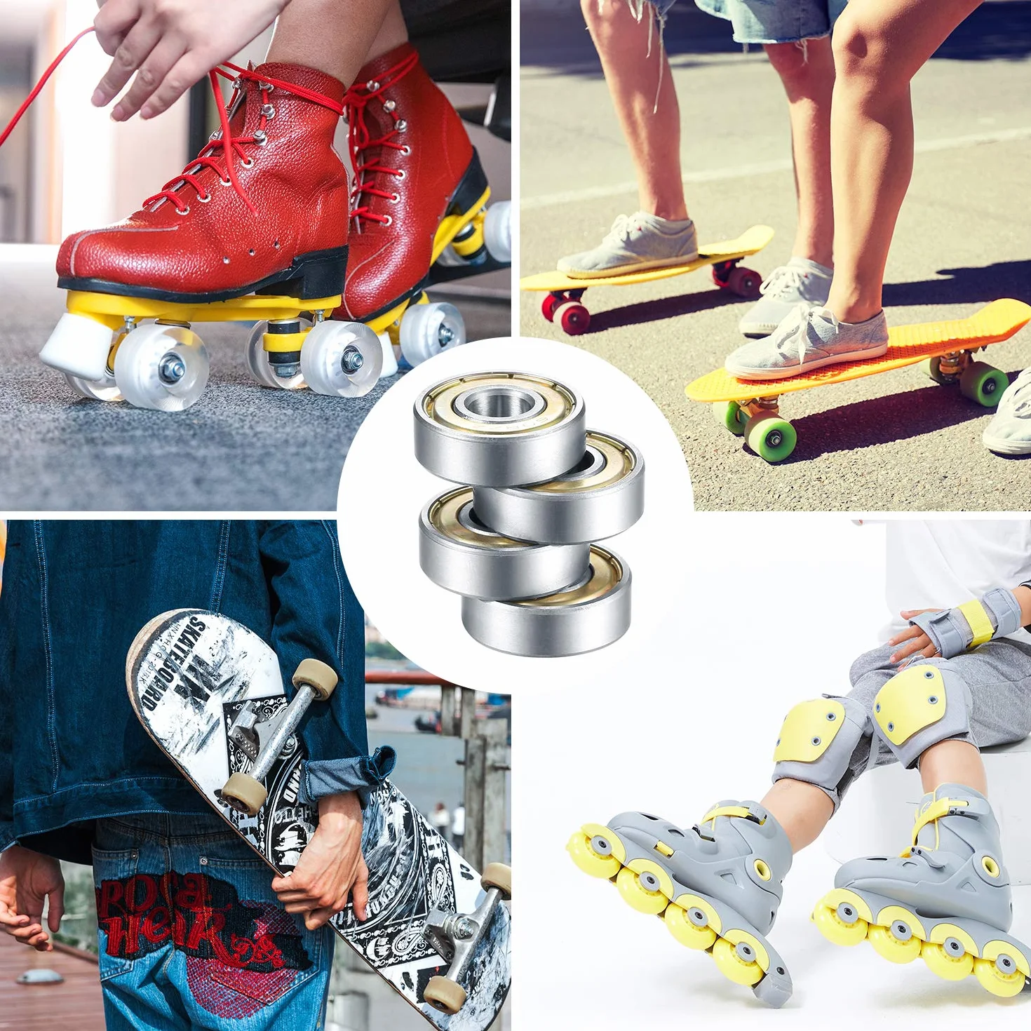 20 szt. łożysk deskorolki, 608ZZ podwójnie ekranowane łożyska kulkowe, małe łożyska części zamienne do wrotek longboard (srebrne)
