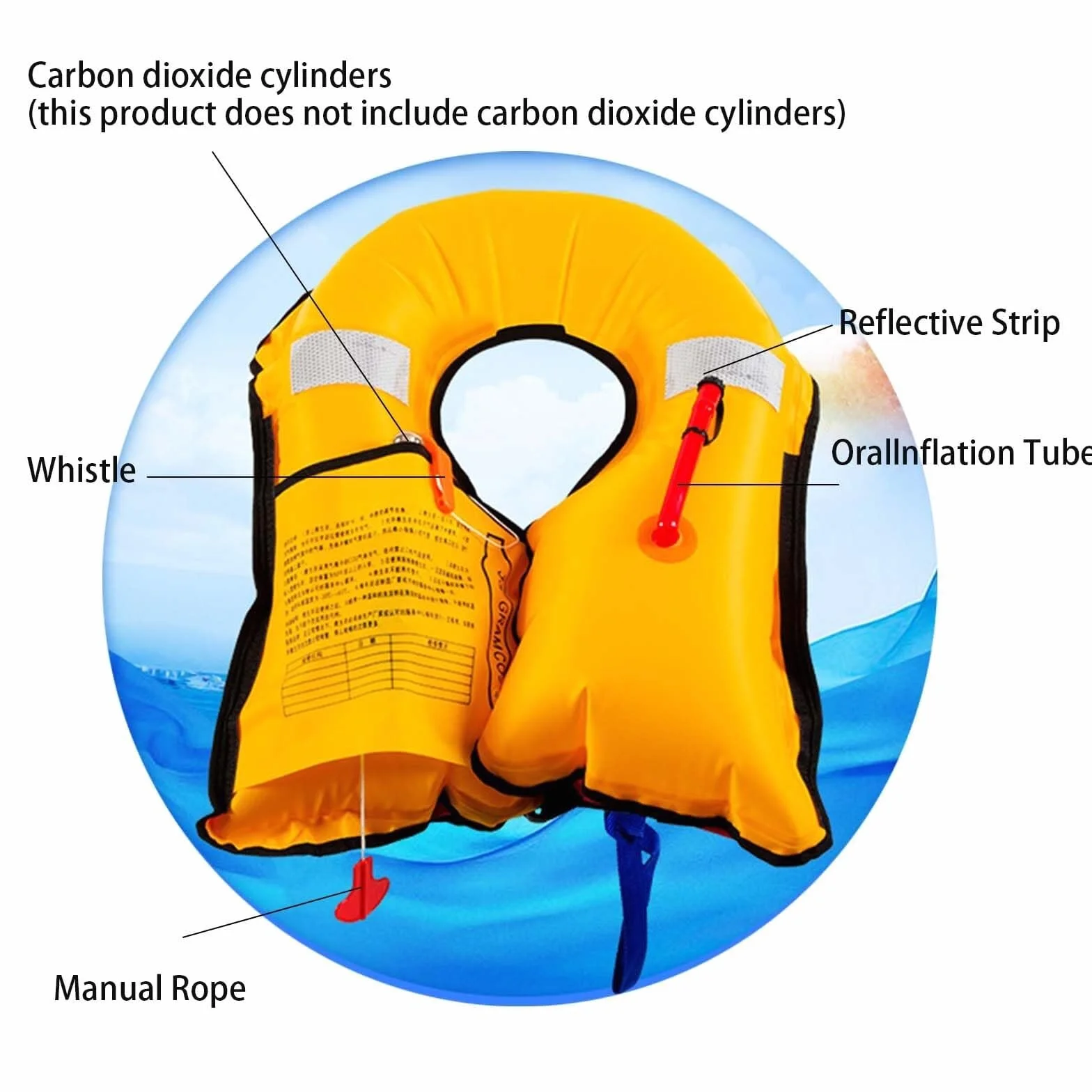 Swim Jacket - Dmuchana kamizelka ratunkowa, Dmuchana kamizelka ratunkowa dla dorosłych, Ręczna nadmuchiwana kamizelka ratunkowa dla kobiet/mężczyzn, Idealna do sportów wodnych i pływania łódką., Jeden