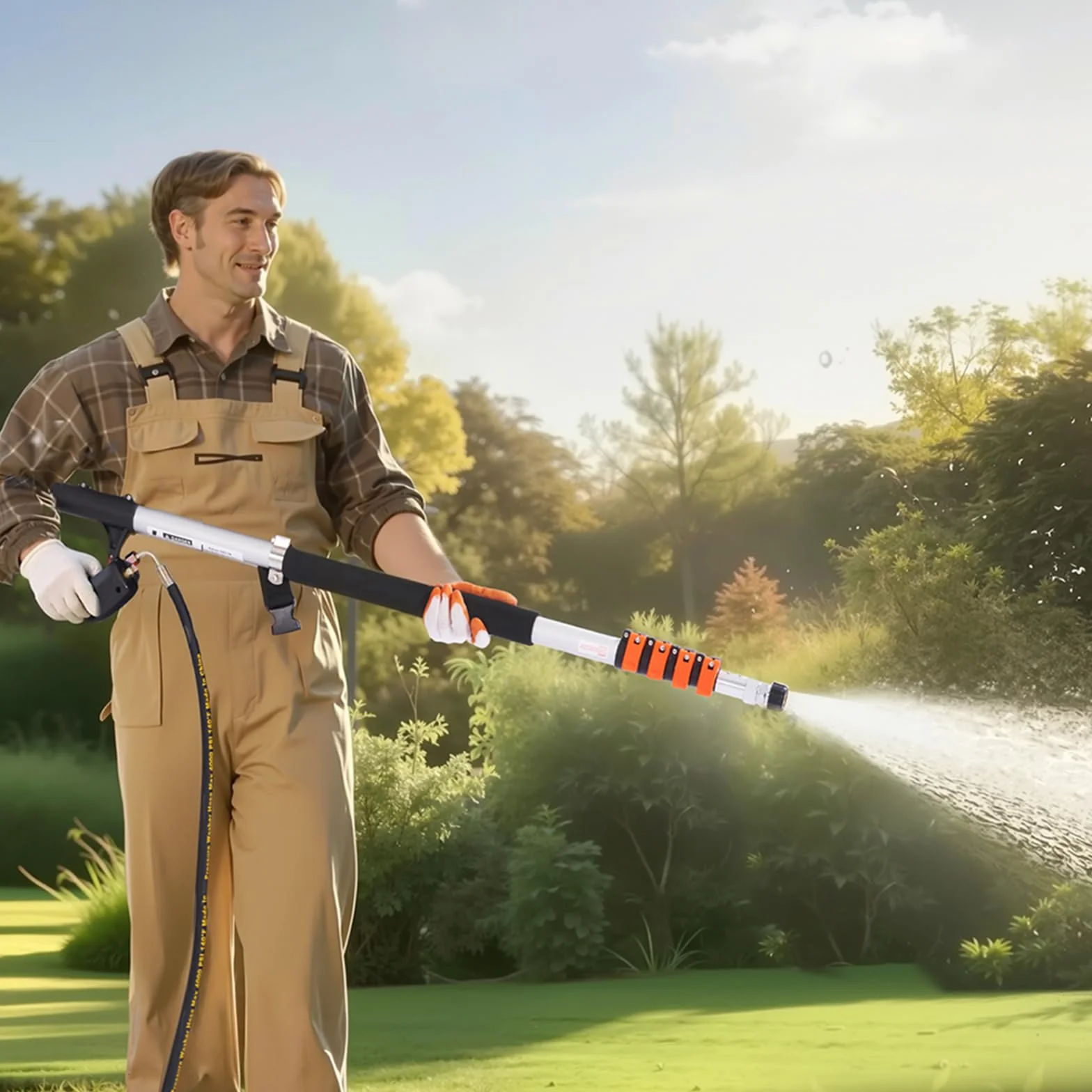VEVOR Teleskopowa różdżka do myjki ciśnieniowej, 6,4 m, 4000 psi, teleskopowa różdżka natryskowa z podkładką zasilającą, myjką do rynny, łącznikiem obrotowym, 7 końcówek dysz natryskowych i regulowaną