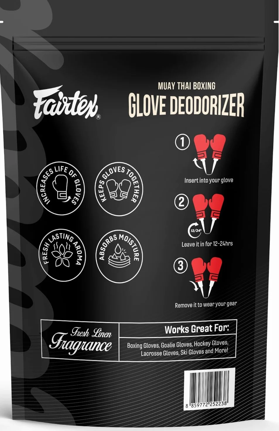 Fairtex Wkładki dezodorujące do rękawic bokserskich – eliminator zapachów i pochłaniacz wilgoci do rękawic bokserskich, kickboxingowych i Muay Thai – utrzymują świeżość i higienę sprzętu