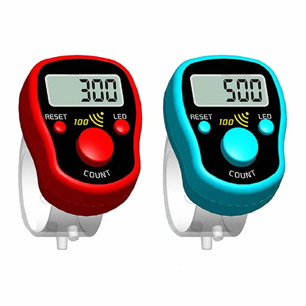 Random Color Finger Counter Digital LED Electronic Handheld Tally Counter Clicker Finger Ring Golf Digit Stitch Marker