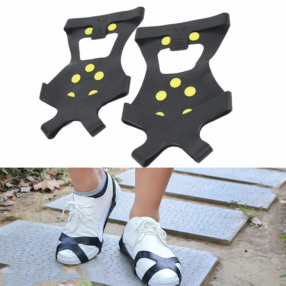 VGEBY Ice Cleats kolce antypoślizgowe 10 stalowych szpilek raki śnieżne antypoślizgowe zatrzaski do butów i butów (M)