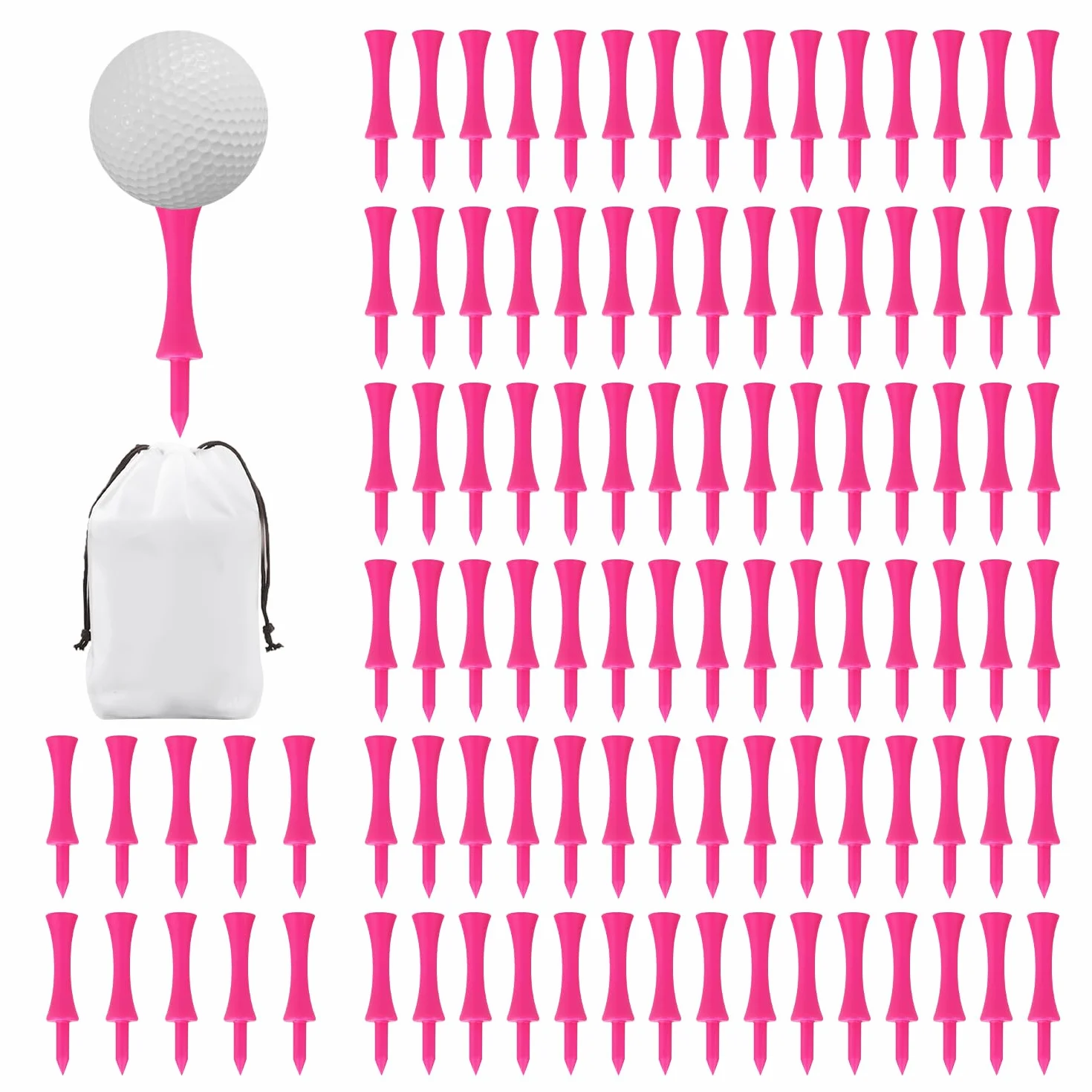 PJ57qiuding 100 sztuk herbat golfowych z motywem różowego zamka, plastikowe herbaty golfowe, spersonalizowane koszulki golfowe