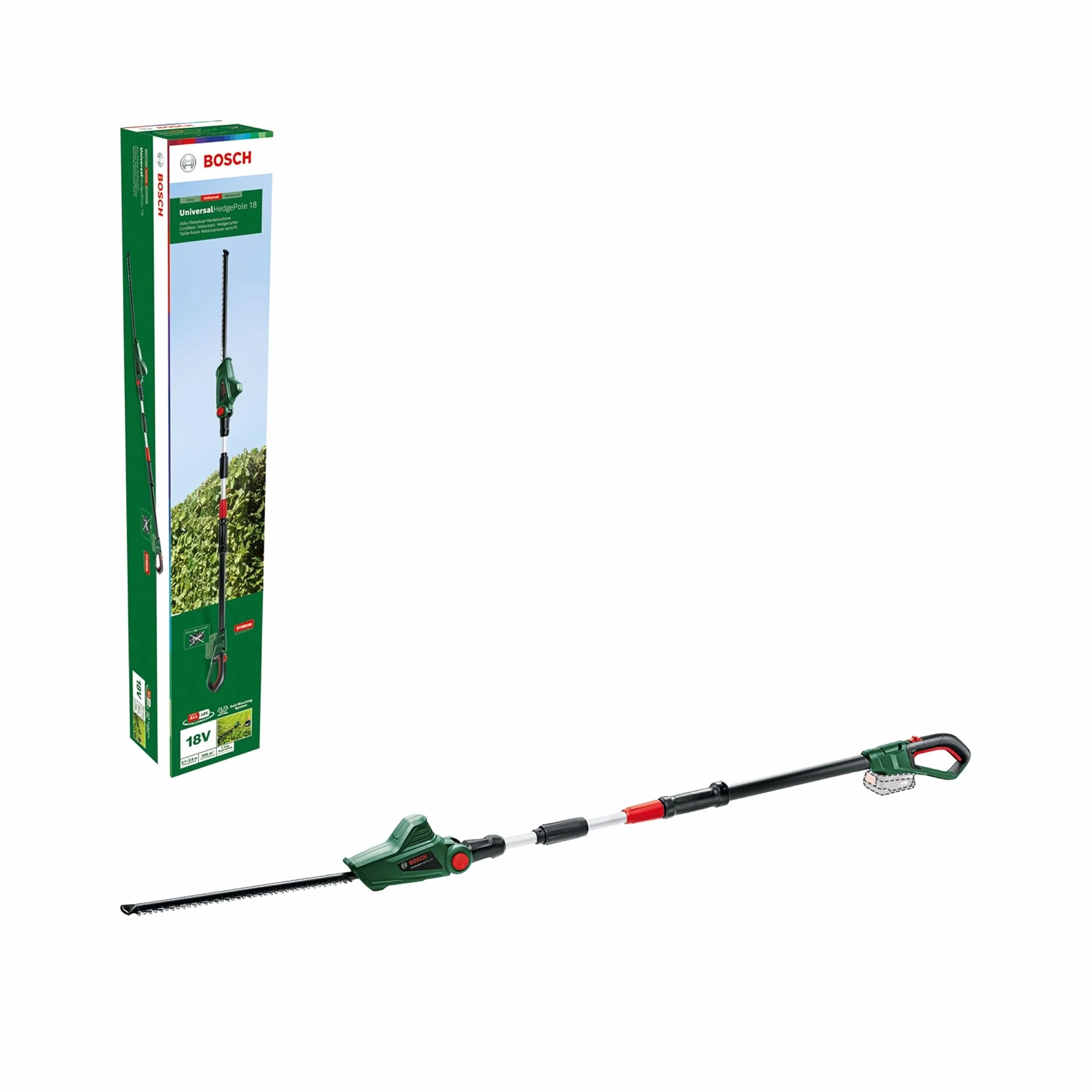 Bosch Home And Garden: akumulatorowy sekator teleskopowy Universal HedgePole 18 (długość ostrza 43 cm, zasięg do 2.6 m)