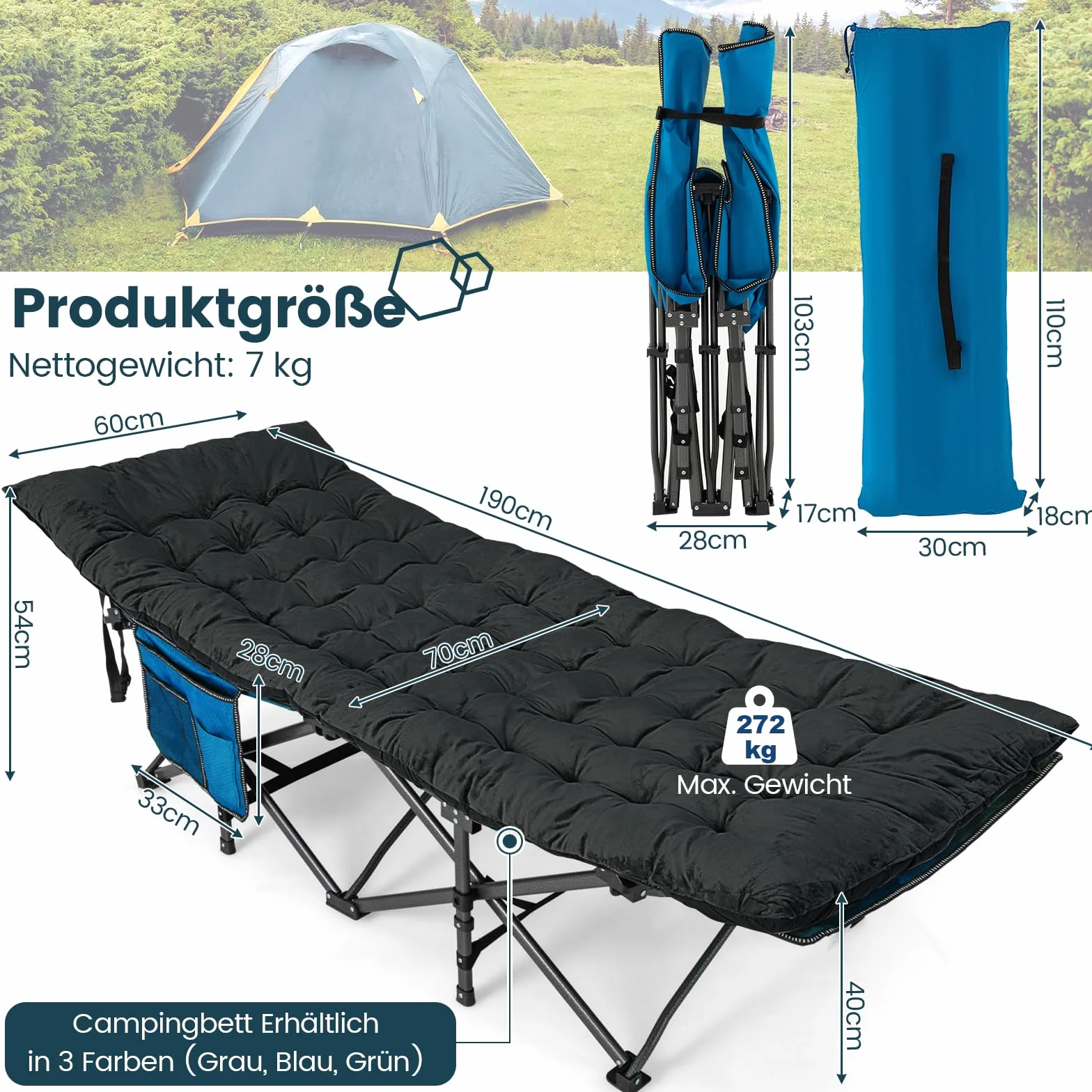 GOPLUS Nakładka na leżak ogrodowy 190 x 70 x 7 cm, nakładka na leżak polowy, bawełniana nakładka na łóżko polowe, łap z 4 taśmami mocującymi do leżaka i leżaka