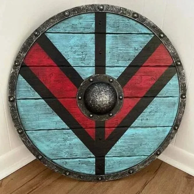Ręcznie wykonana średniowieczna tarcza rycerzy Wikingów Lagertha gotowa do walki okrągła tarcza do odgrywania ról i cosplay