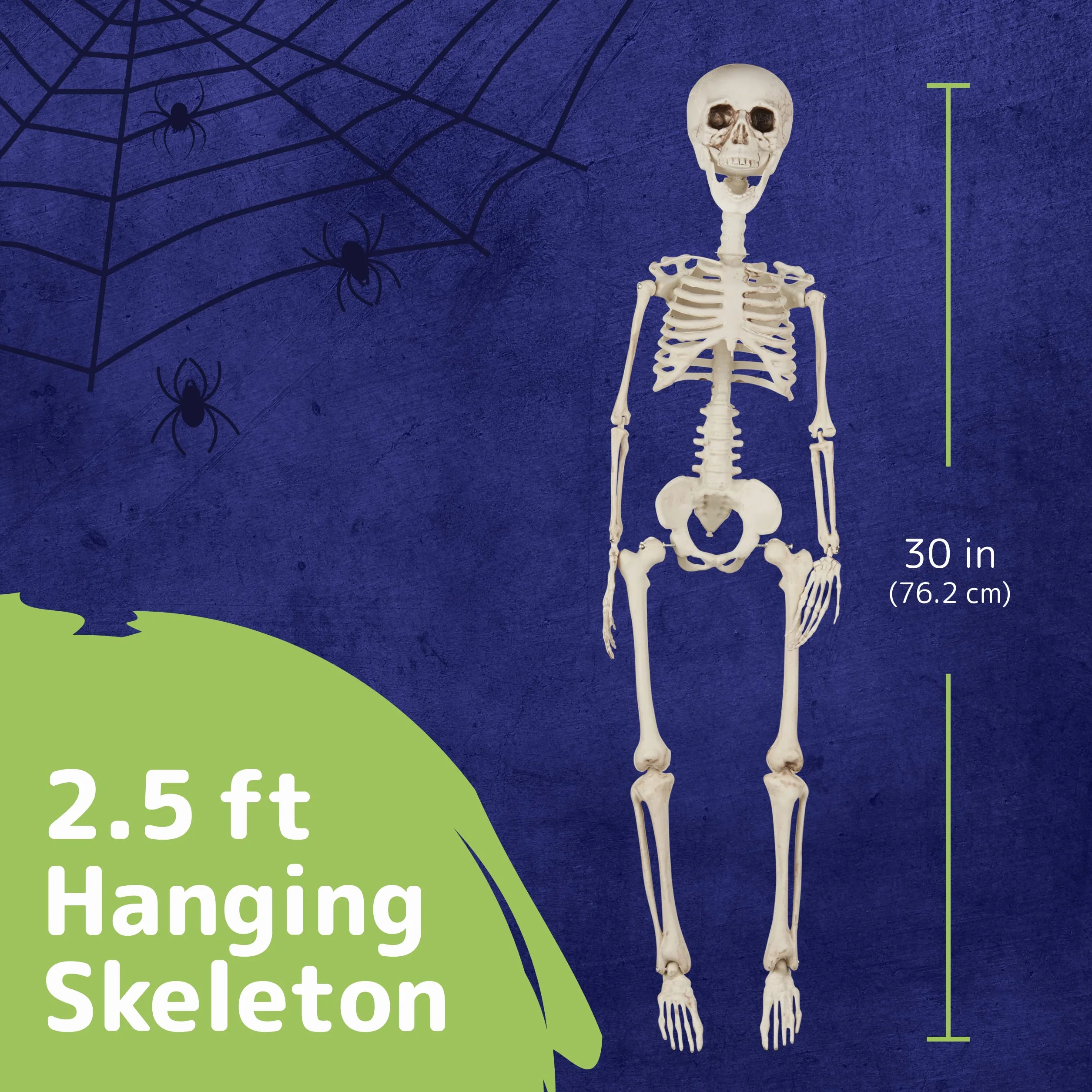 Prextex Szkielet na Halloween 76 cm – kompletny szkielet z ruchomymi przegubami, najlepsza dekoracja na Halloween, do zastosowania wewnątrz i na zewnątrz, do ogrody, na drzwi