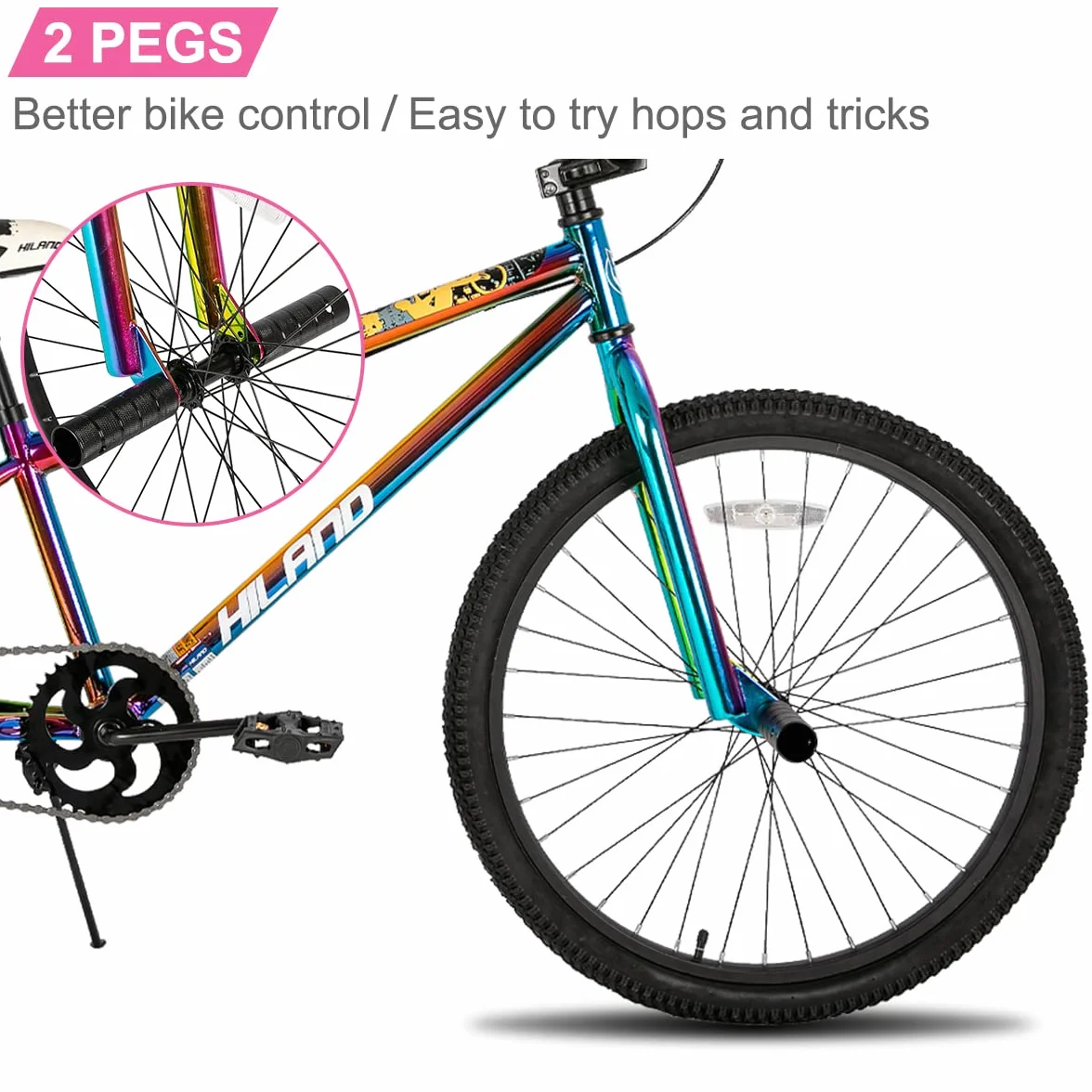 Hiland rower BMX 24/26" dla chłopców i dziewczynek, Freestyle BMX rower dla mężczyzn i kobiet