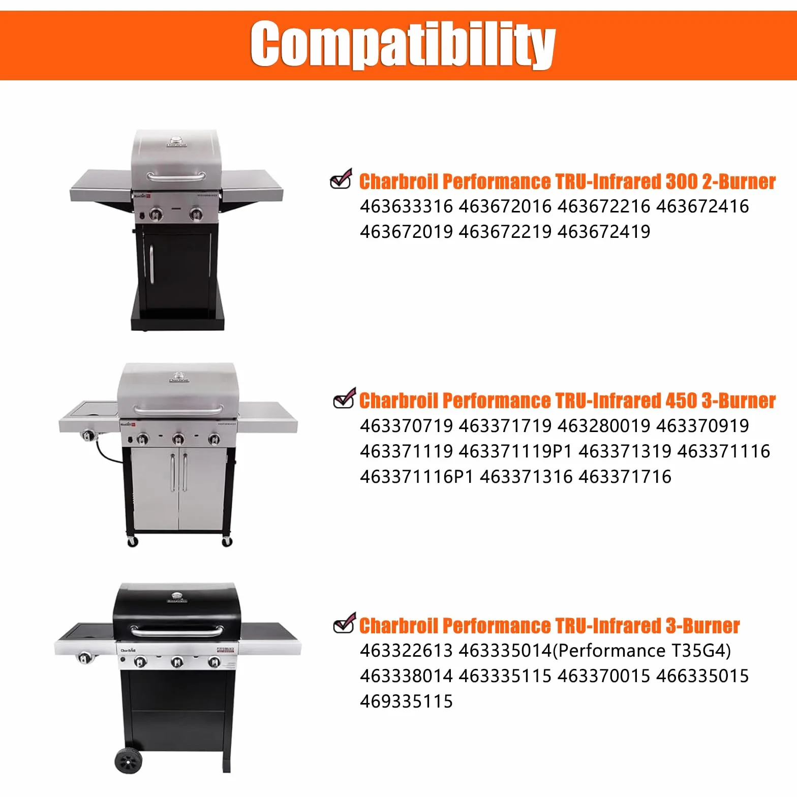 GFTIME 43,2 cm ruszt grillowy na podczerwień do wydajności Charbroil Performance TRU Infrarot 3 Brenner 450 Gasgrill, ruszt grillowy ze stali porcelanowej Części zamienne do Charbroil 463371116