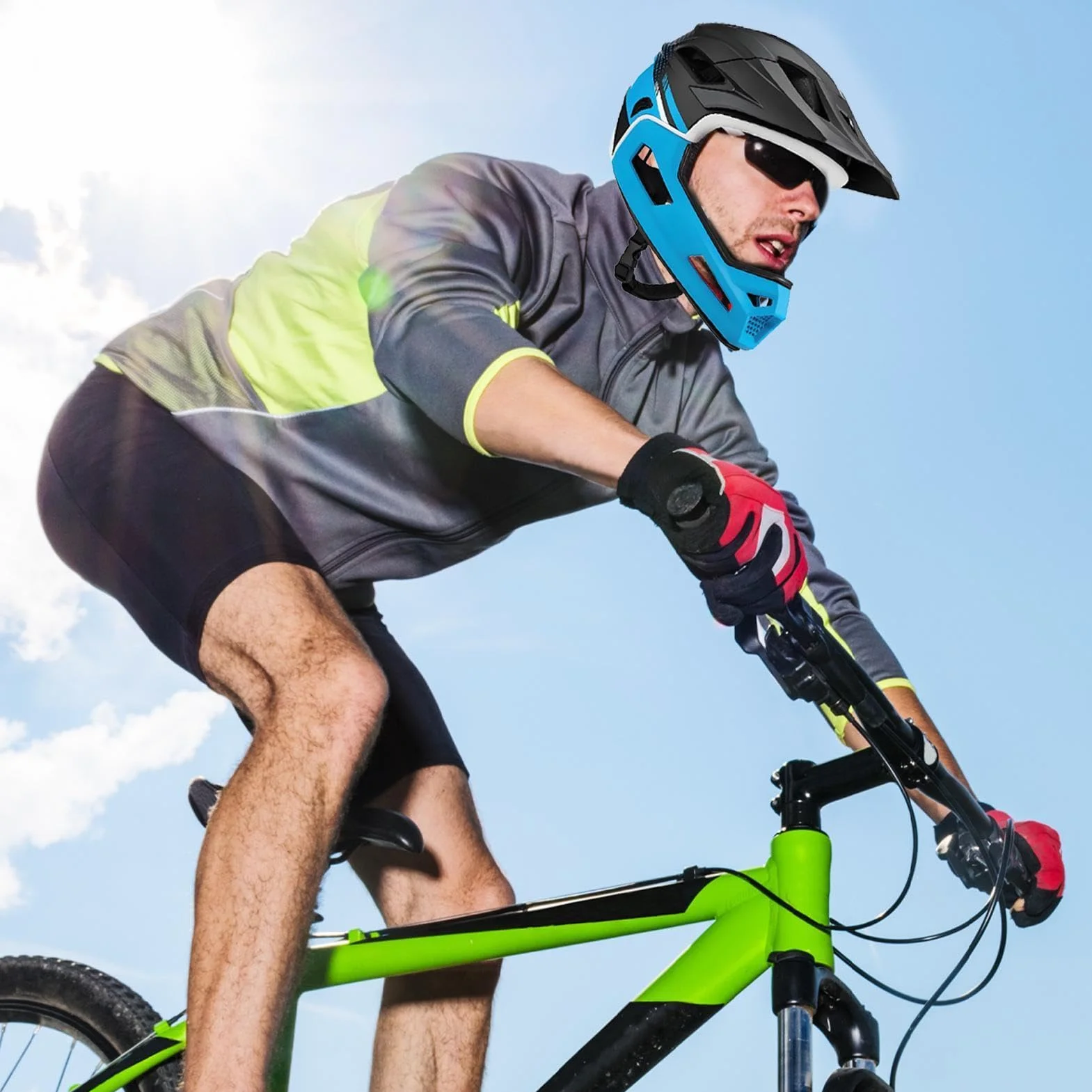 Kask Rowerowy Pełna Twarz Wentylowany Dla Dorosłych Ochrana Głowy Absorbcja Wstrząsów