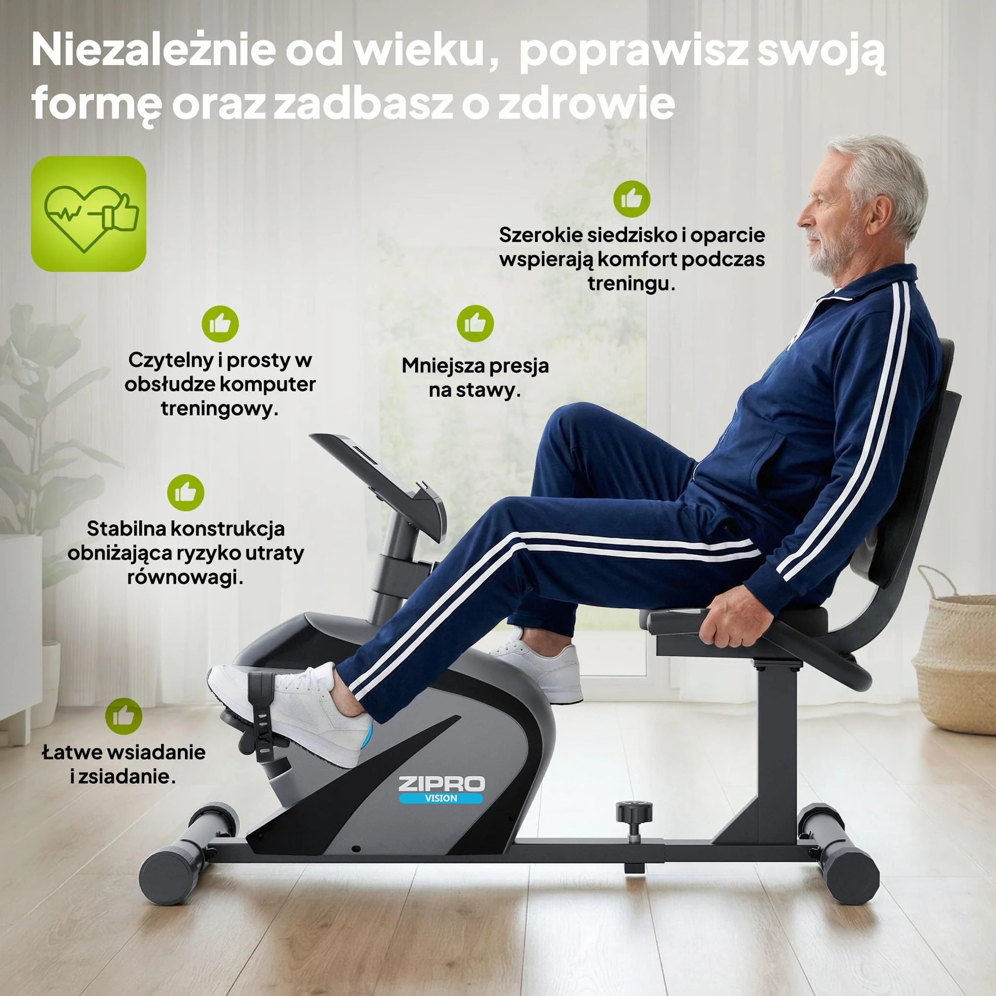 Zipro Vision ergometr magnetyczny rower treningowy do 120 kg