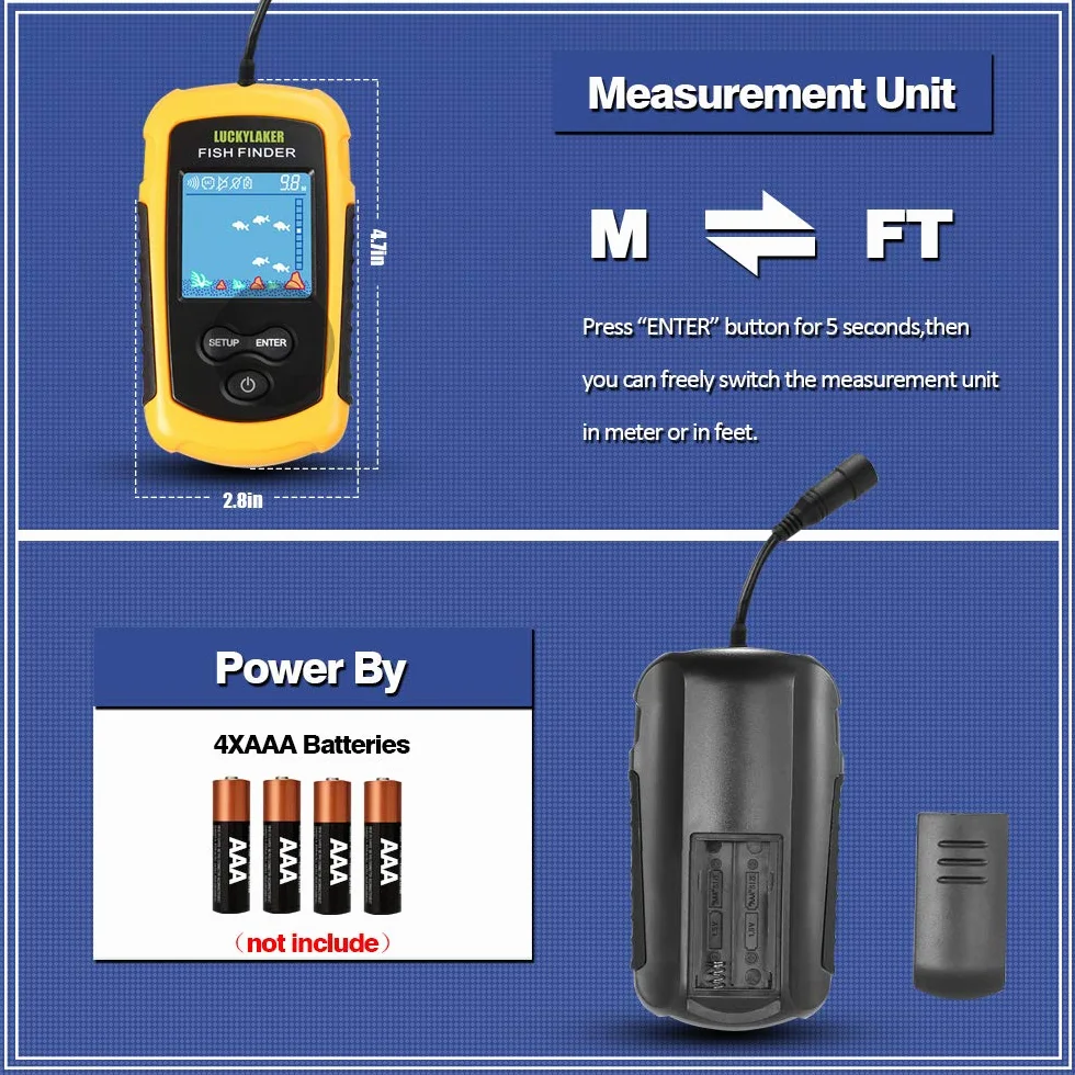 LUCKY Ręczny wykrywacz ryb sonar LCD FFC1108