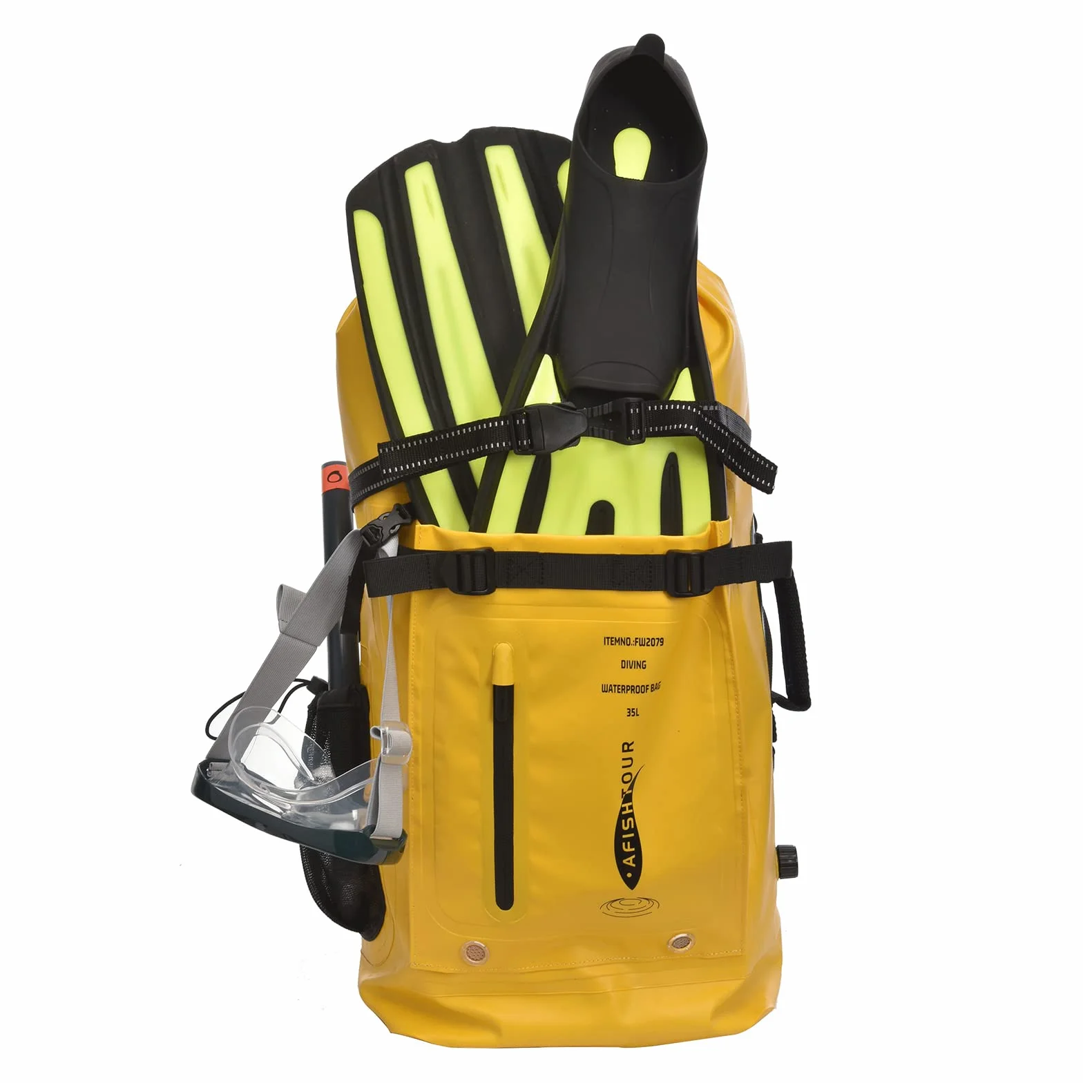 Plecak wodoodporny na kółkach 35L Dry bag żółty