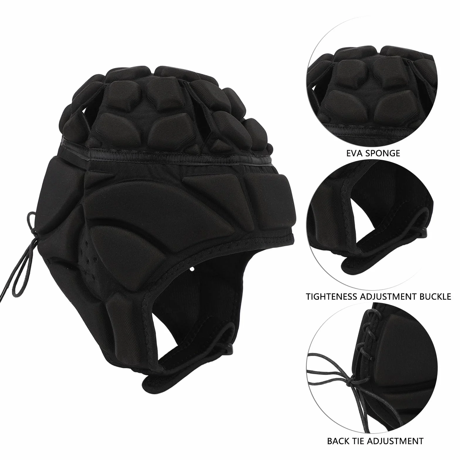 Kask do Rugby, Gąbka EVA Miękko Wyściełany Kask Oddychający Kask Piłkarski Regulowany Nagłówek do Rugby dla Młodzieży Dzieci Dorośli, Wygodne Noszenie