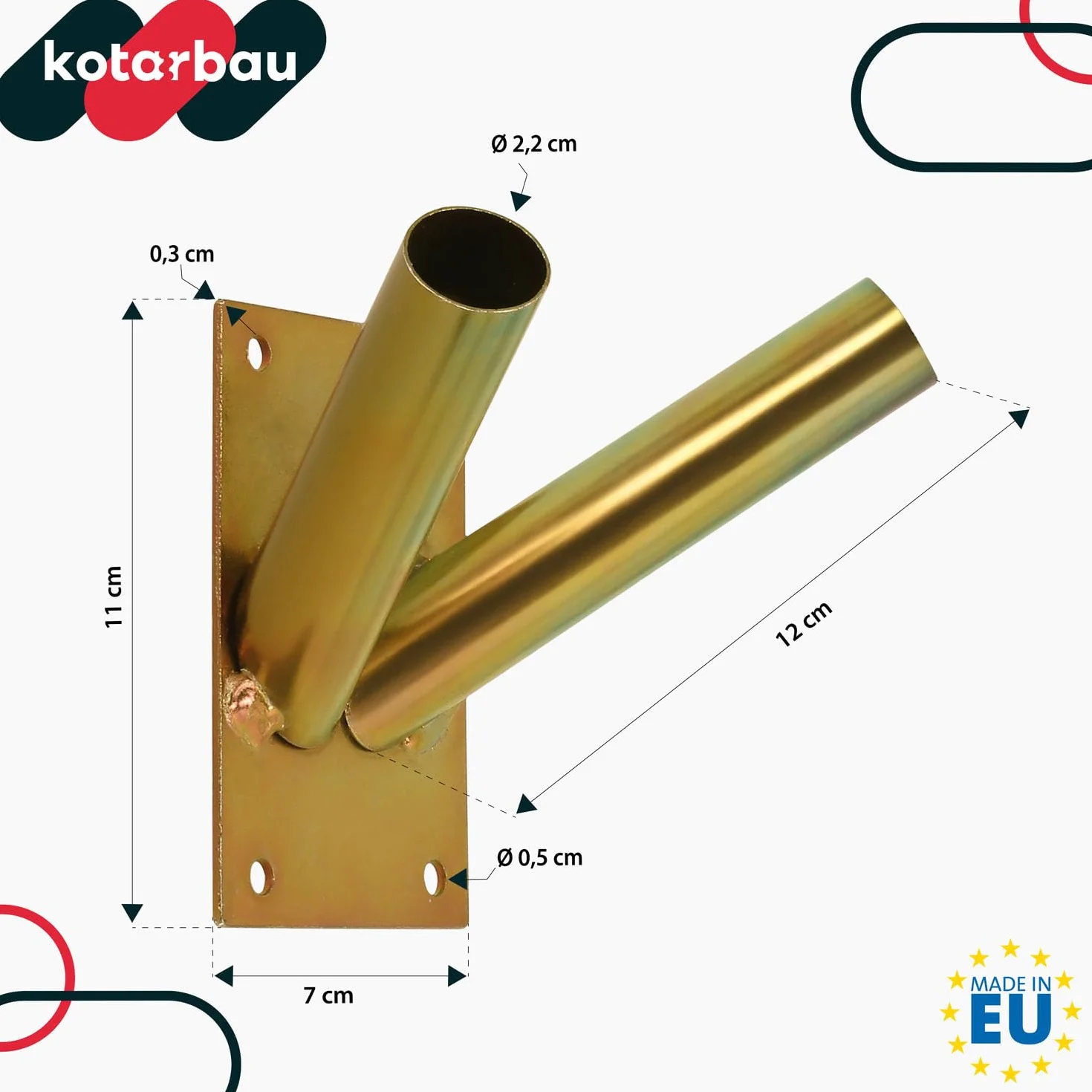 KOTARBAU® Uchwyt na flagę, 2-krotny, śruby, uchwyt na maszt flagowy, chorągiewka, uchwyt do mocowania na ścianie, ocynkowany, żółty