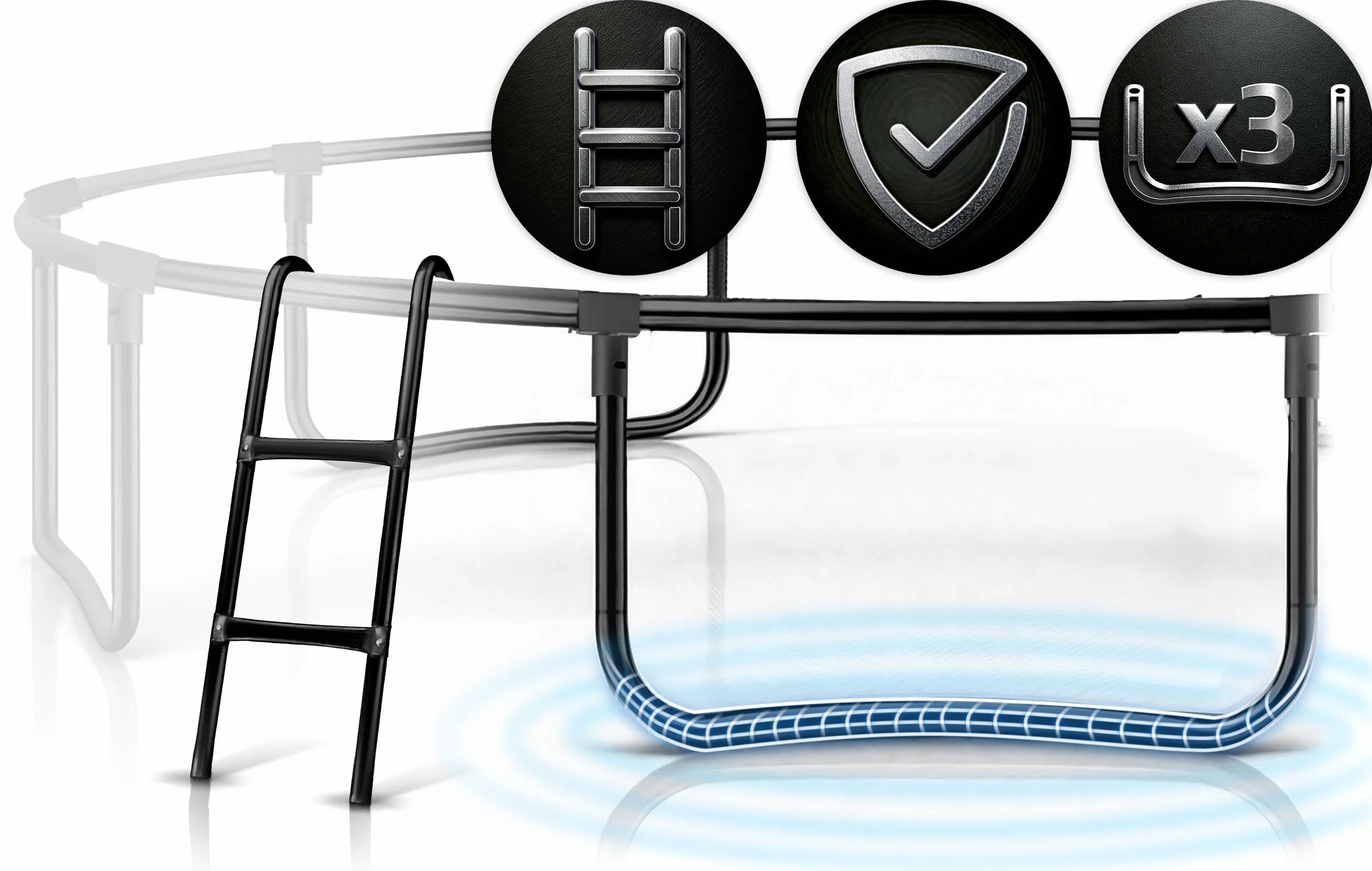 Neo-Sport Trampolina ogrodowa dla dzieci Siatka zabezpieczająca Drabinka wewnętrzna Z powłoką PVC Nośność do 100 kg Zielony Czarny 252 cm