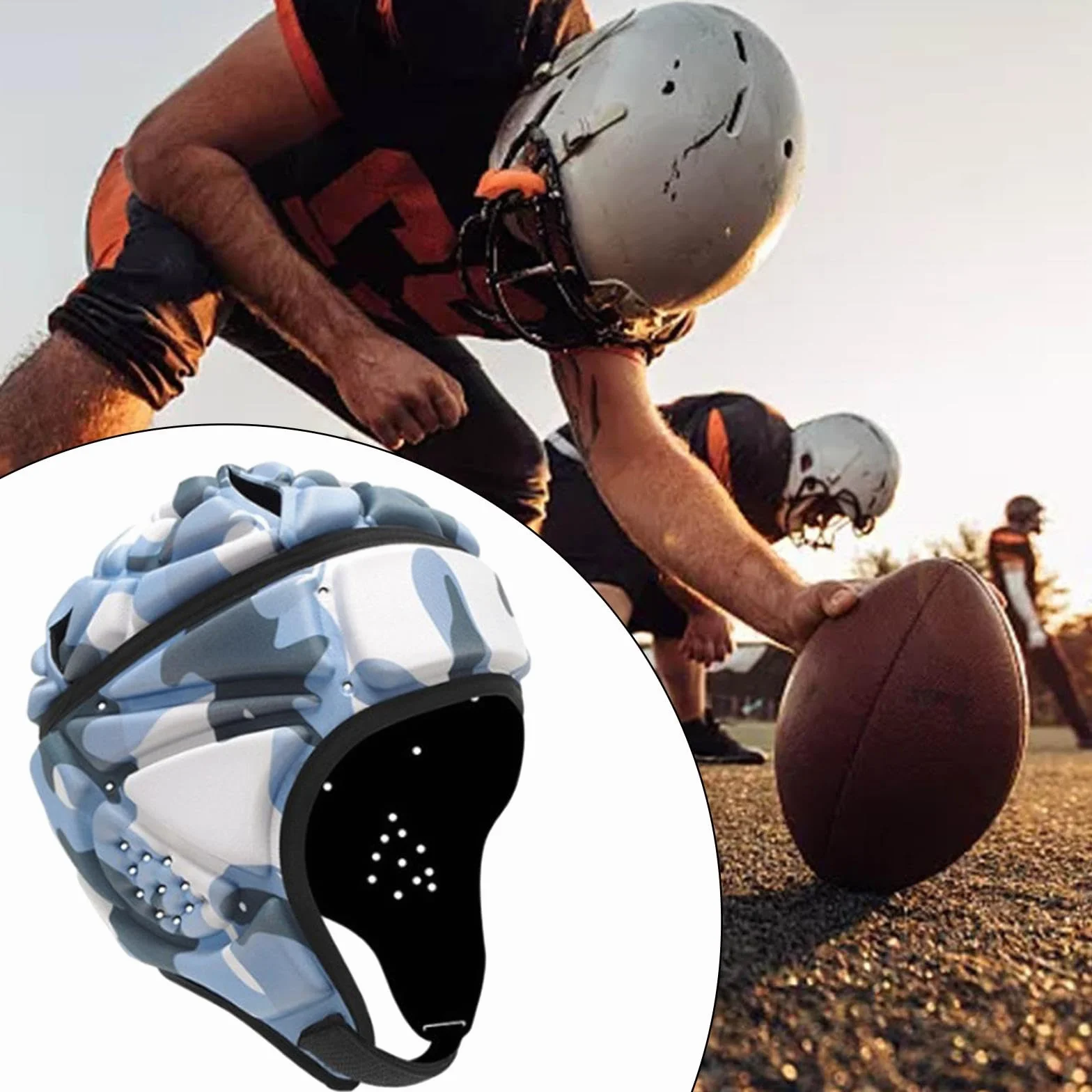 Kask rugby flaga futbolowa osłona głowy z miękką wyściółką regulowana ochrona głowy dla dorosłych juniorów nastolatków dla mężczyzn kobiet sporty na świeżym powietrzu