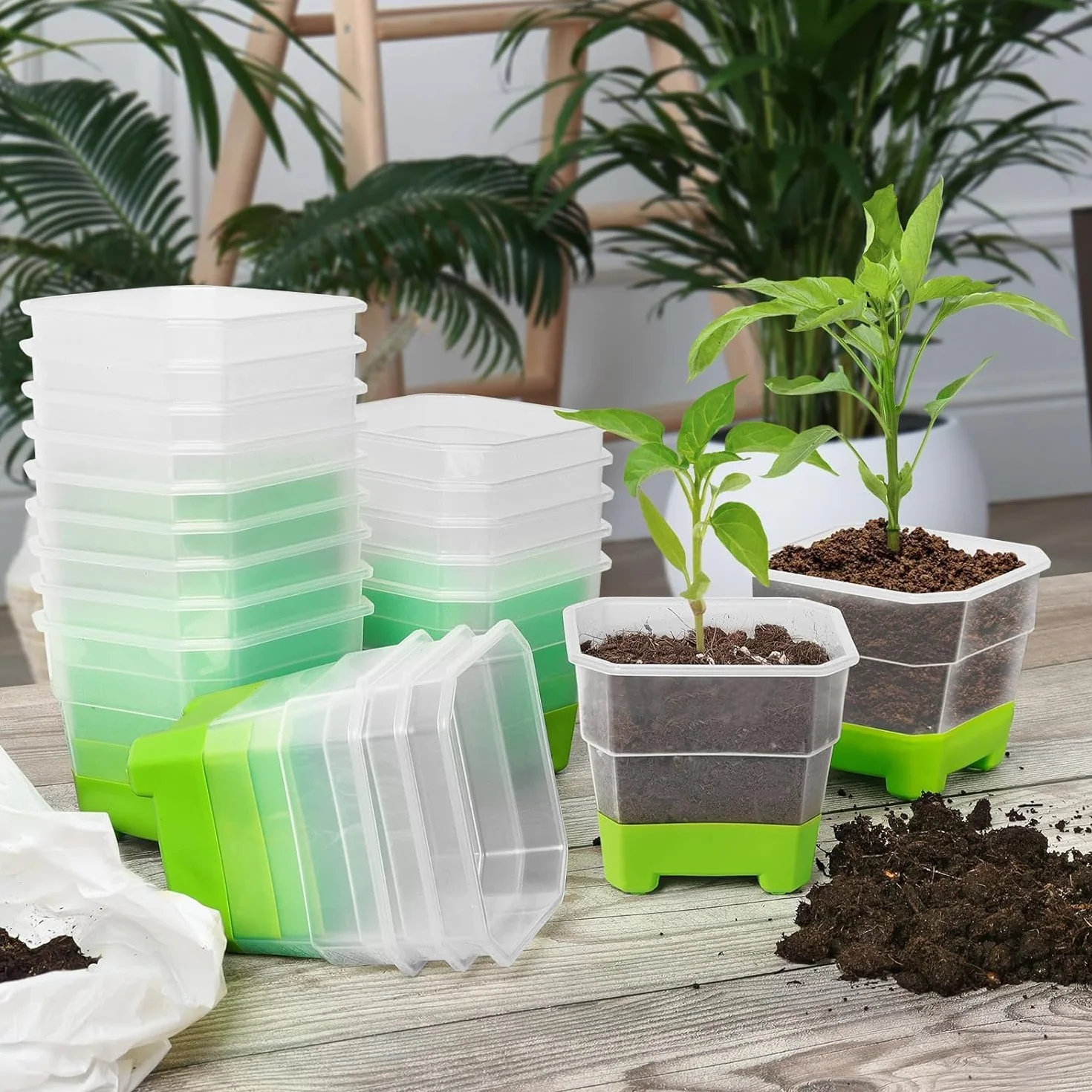 20 sztuk doniczek do uprawy roślin 10 cm, przezroczyste, bez zapachu, odporne na zużycie i trwałe doniczki plastikowe, pojemniki wielokrotnego użytku, doniczki do uprawy