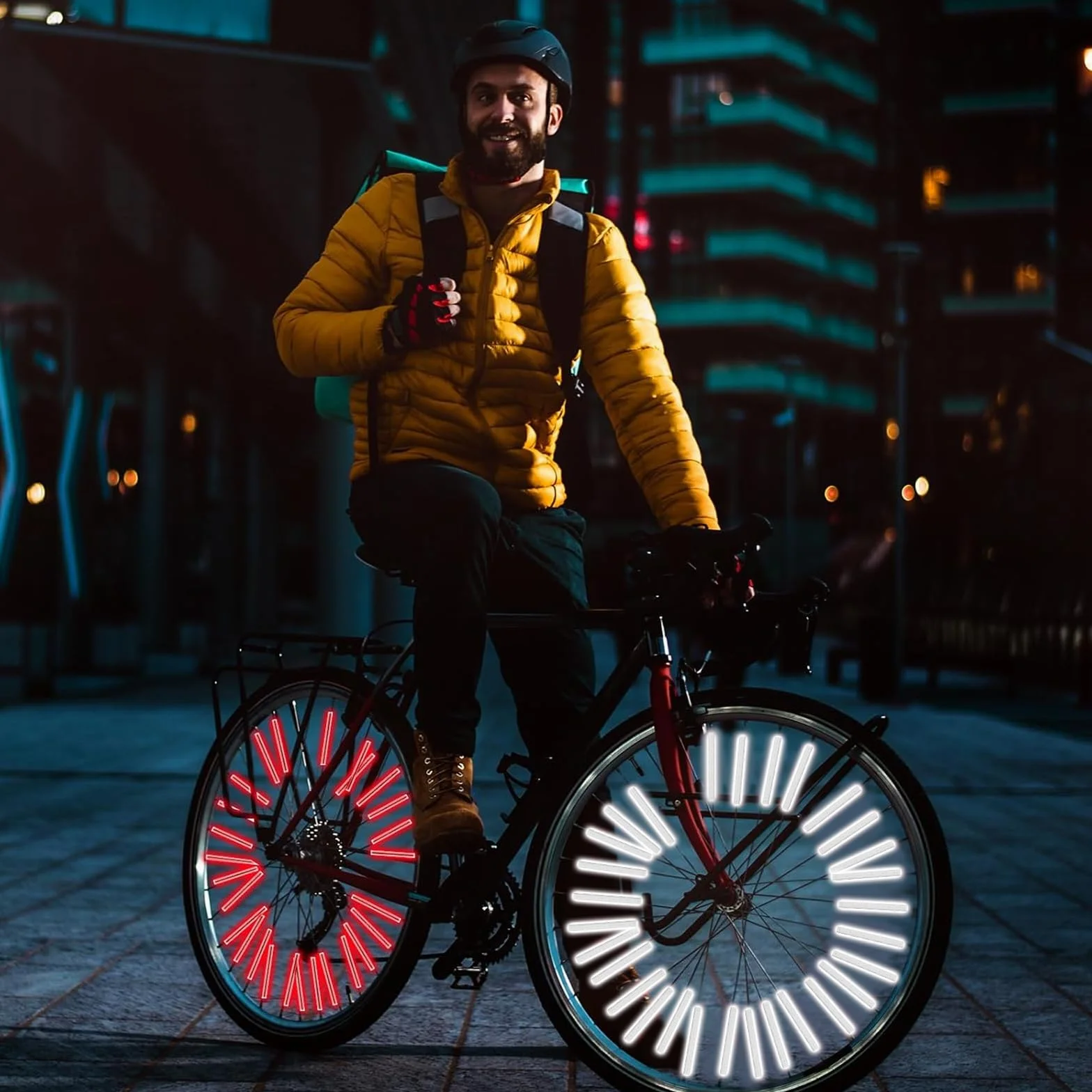 Odblaski na szprychy rowerowe 48 sztuk, koraliki 36 sztuk, 360°, kocie oczy, akcesoria rowerowe