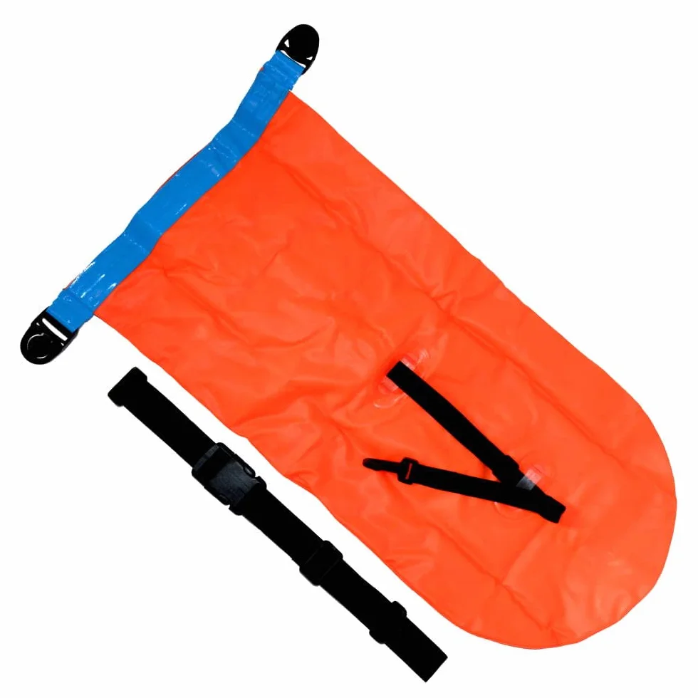 SAFE4SPORT PerfectSwimmer - dmuchana bojka asekuracyjna do pływania - boja pływacka z kieszenią na rzeczy 20L