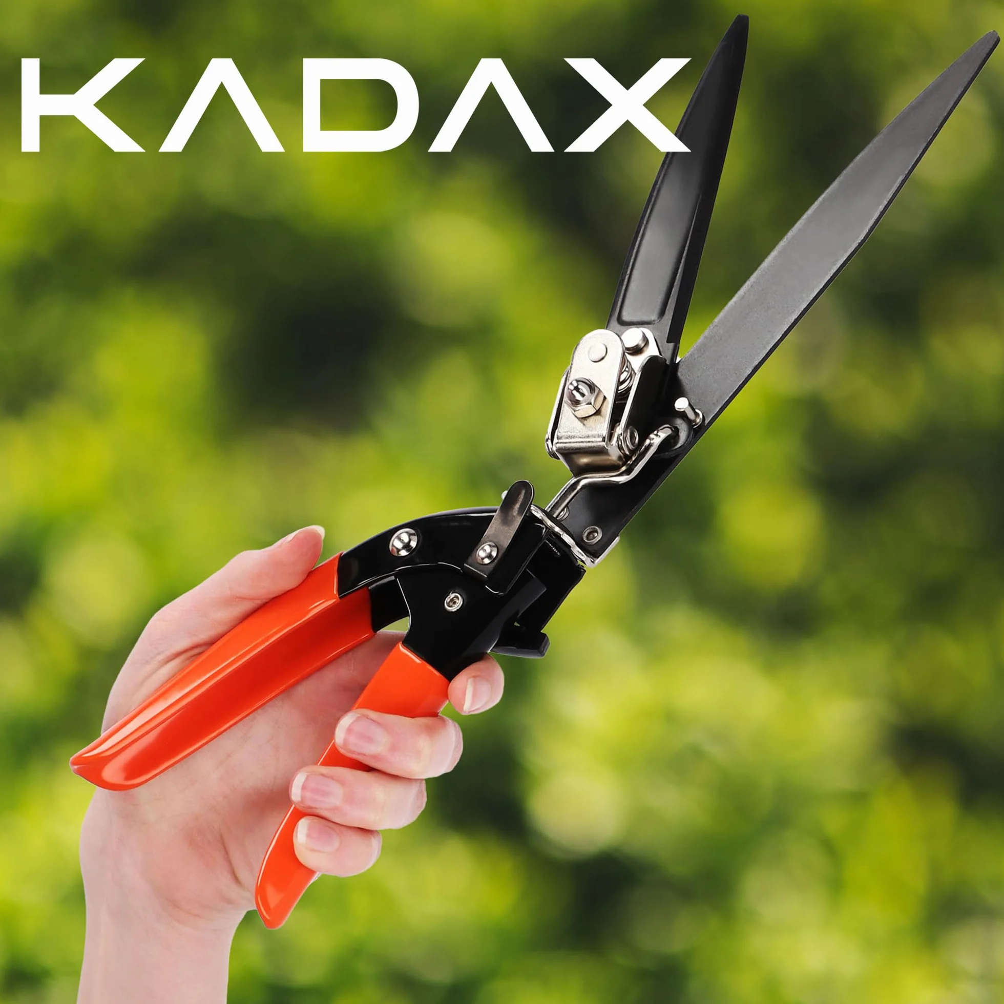 KADAX Nożyce do trawy i obrzeży, stalowe ostrza z powłoką nieprzywierającą, obrotowa głowica, długość 33 cm, do precyzyjnego przycinania krawędzi i trudno dostępnych miejsc