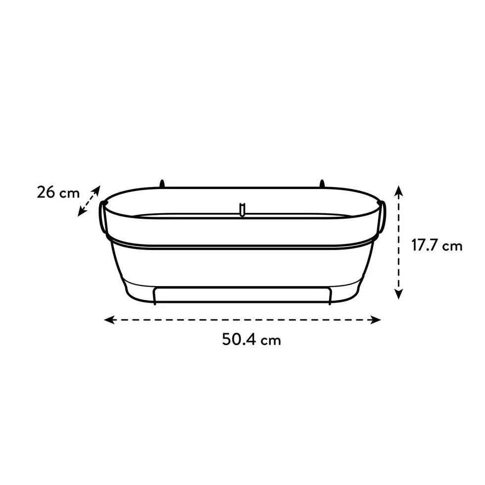 elho Vibia Campana Allin1 50 skrzynka balkonowa ze zbiornikiem na wodę, balustrada balkonowa, w 100% z plastiku pochodzącego z recyklingu, Ø 50,4 x wys. 17,7 cm, czarna/antracytowa