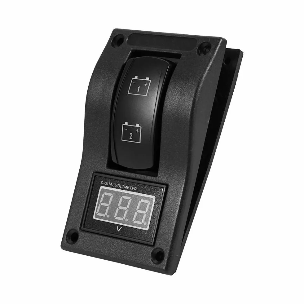 Akozon panel testowy akumulatora 12V DC LED woltomierz łodzi morskiej przełącznik kołyskowy ON-OFF-ON
