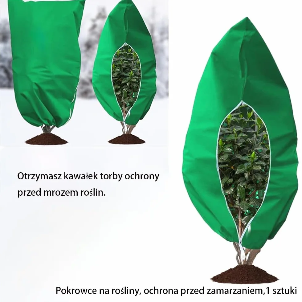 Pokrowce na rośliny, ochrona przed zamarzaniem, koce z zamkiem błyskawicznym, wielokrotnego użytku, zimowe, ochraniacze roślin, do ogrodu,100 x 120 cm,1 sztuki