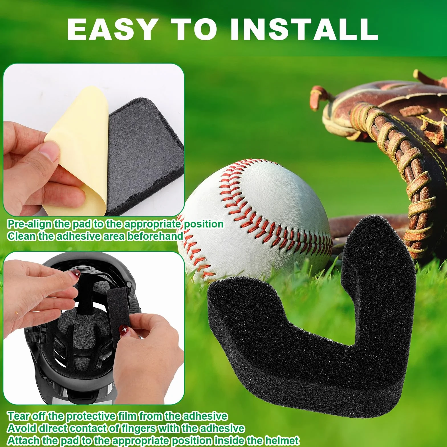 Uniwersalny Kask Wypełnienie Dopasować Zestaw, Wysoka Gęstość Pianka Zamiennik Podkładki do Easton Batter & Catcher Kaski dla Baseball/Softball Gracze & Młodzież Zima Trening (Czarny)