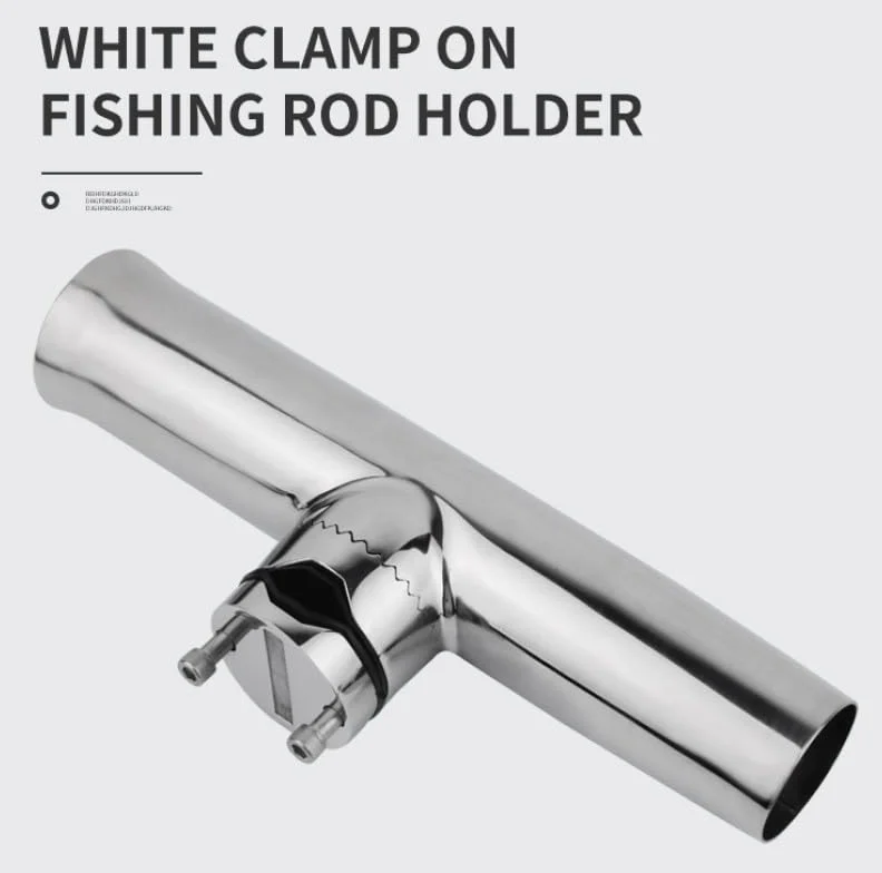 Stainless Steel 360° Clamp Fishing Rod Holder 1-1/4'' to 2'' Boat Marine Accessories