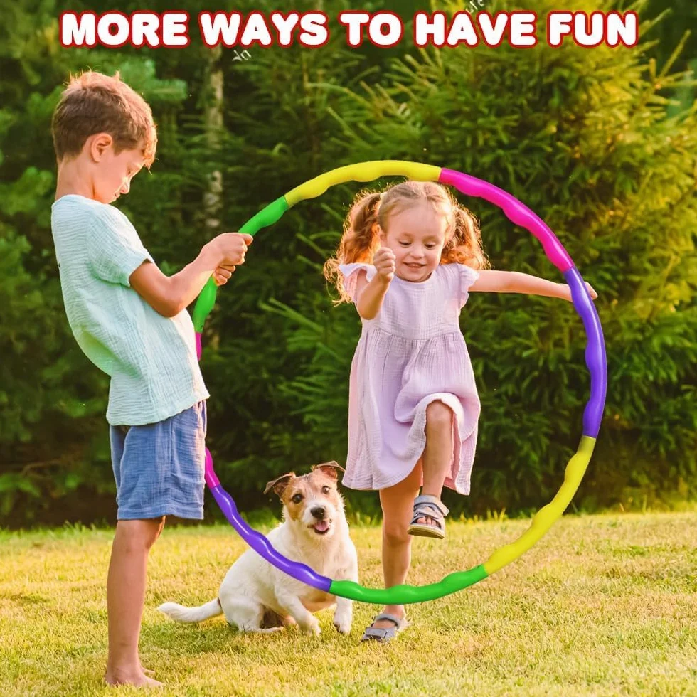Hula Hoop dla dzieci Hula Hoop składany z tworzywa sztucznego, zdejmowane koło fitness, 7 skrzynek hula-hop do gimnastyki odchudzania, tańca, gier