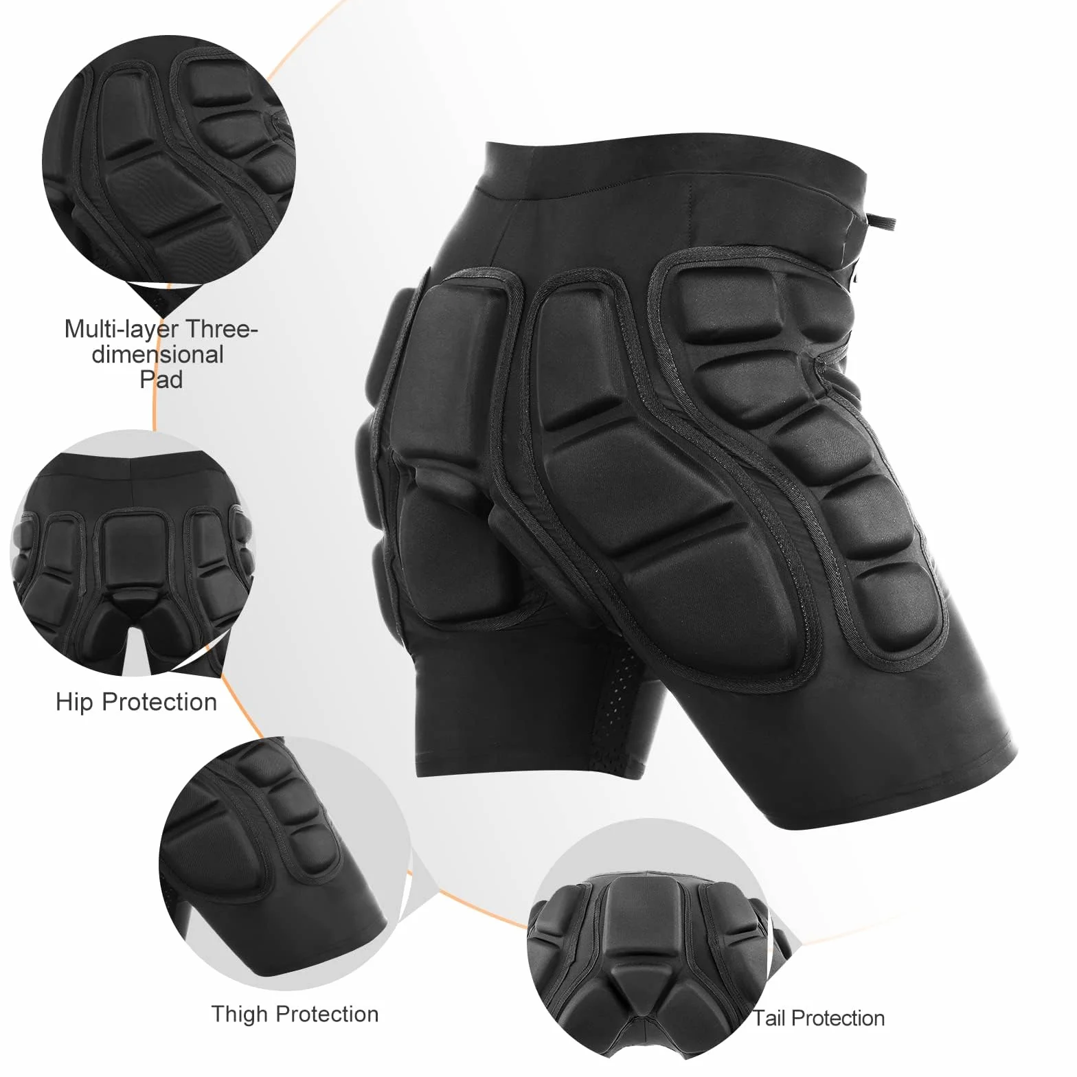 Ochronne wyściełane szorty, odporna na uderzenia, odzież sportowa, outdoorowa, ochrona przed uderzeniami na snowboard, łyżwy, narty, deskorolkę, unisex, ochrona 3D dla bioder, pośladków i