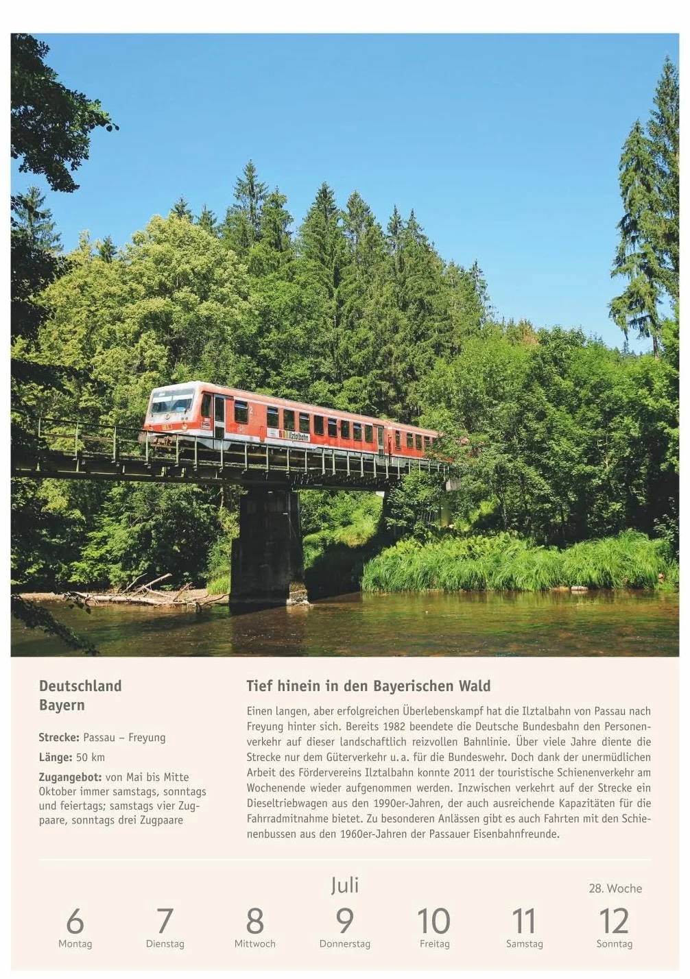 Zugreiselust Wochen-Kulturkalender 2026 - 53 unvergessliche Reiseerlebnisse: Jede Woche mit dem Zug durch Länder, Städte und Regionen: Foto-Wandkalender mit vielen Infos für Eisenbahn-Freunde