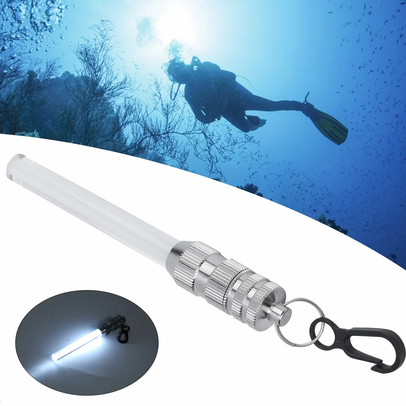 Lampka Ostrzegawcza do Nurkowania Mini Compact Diving Latarka Lampa Diver Białe stałe światło