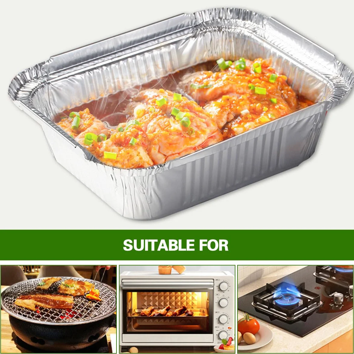 50 sztuk aluminiowych misek do grillowania, 22 x 15 x 5,5 cm, tacki ociekowe, jednorazowe, tacki do grilla, ciasta, owoców