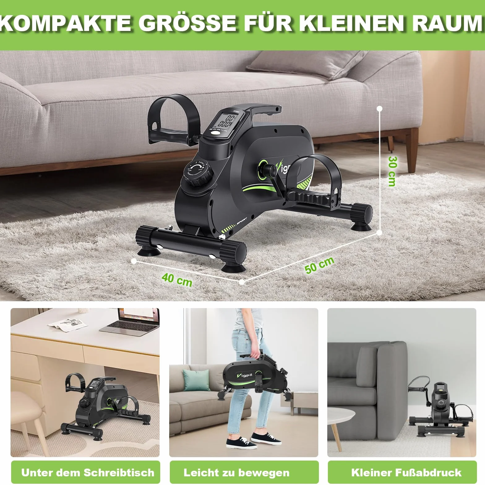 Mini magnetyczny trenażer rowerowy pod biurko z wyświetlaczem LCD