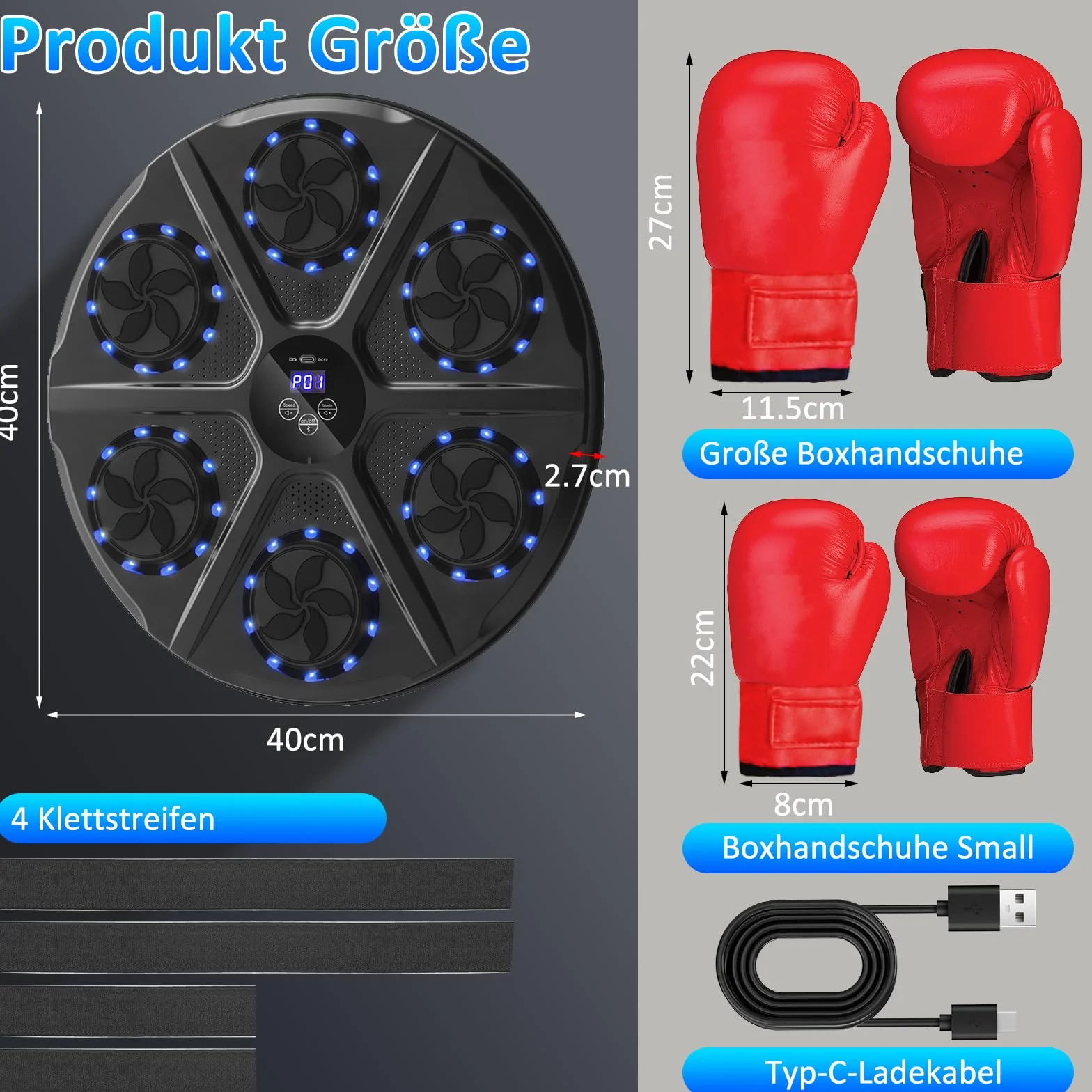 Music Boxing Machine Smart Muzyczna maszyna bokserska na ścianę Bluetooth 9 funkcji 18 prędkości