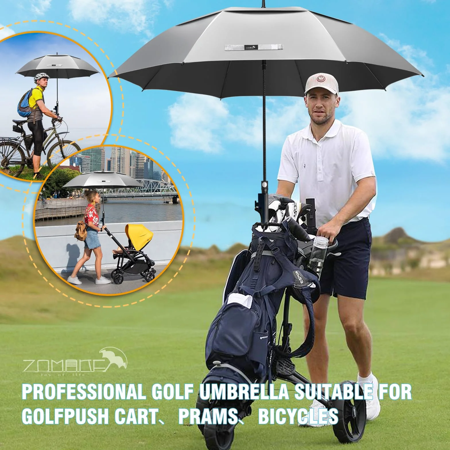 ZOMAKE 68 Cali Parasol Golfowy UPF 50+ Wiatroszczelny Samooczyszczający się Ochrona UV