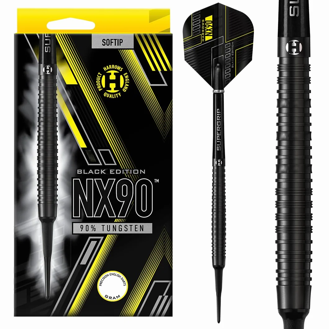 Lotki Soft Harrows NX90 Black 90% Tungsten Darts 18 Gram