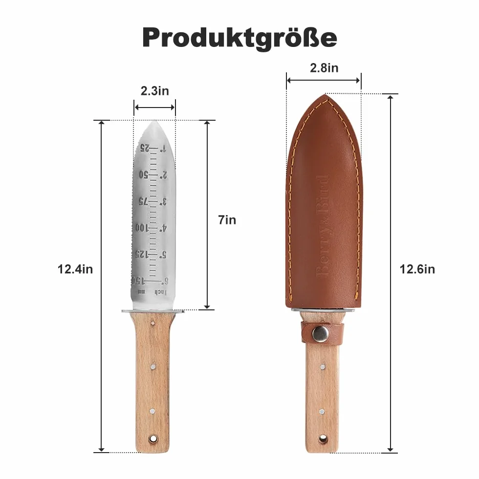 Berry&Bird Hori-Hori Gartenmesser, Boden Schaufel Barebones 177.8mm gezackte Klinge Pruner zu entfernen Unkraut Wurzeln Gartenarbeit Digging Tool