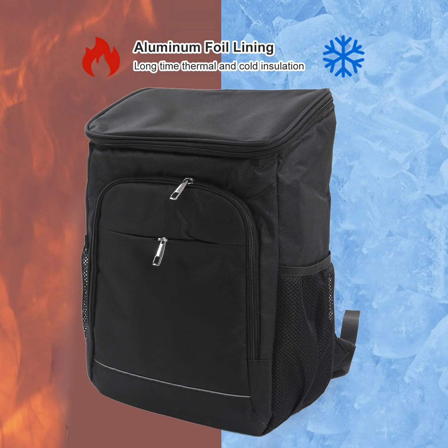 Plecak Termoizolacyjny o Dużej Pojemności Torba Izolacyjna na Gorąco i Zimno na Piknik na świeżym Powietrzu w Kolorze Czarnym